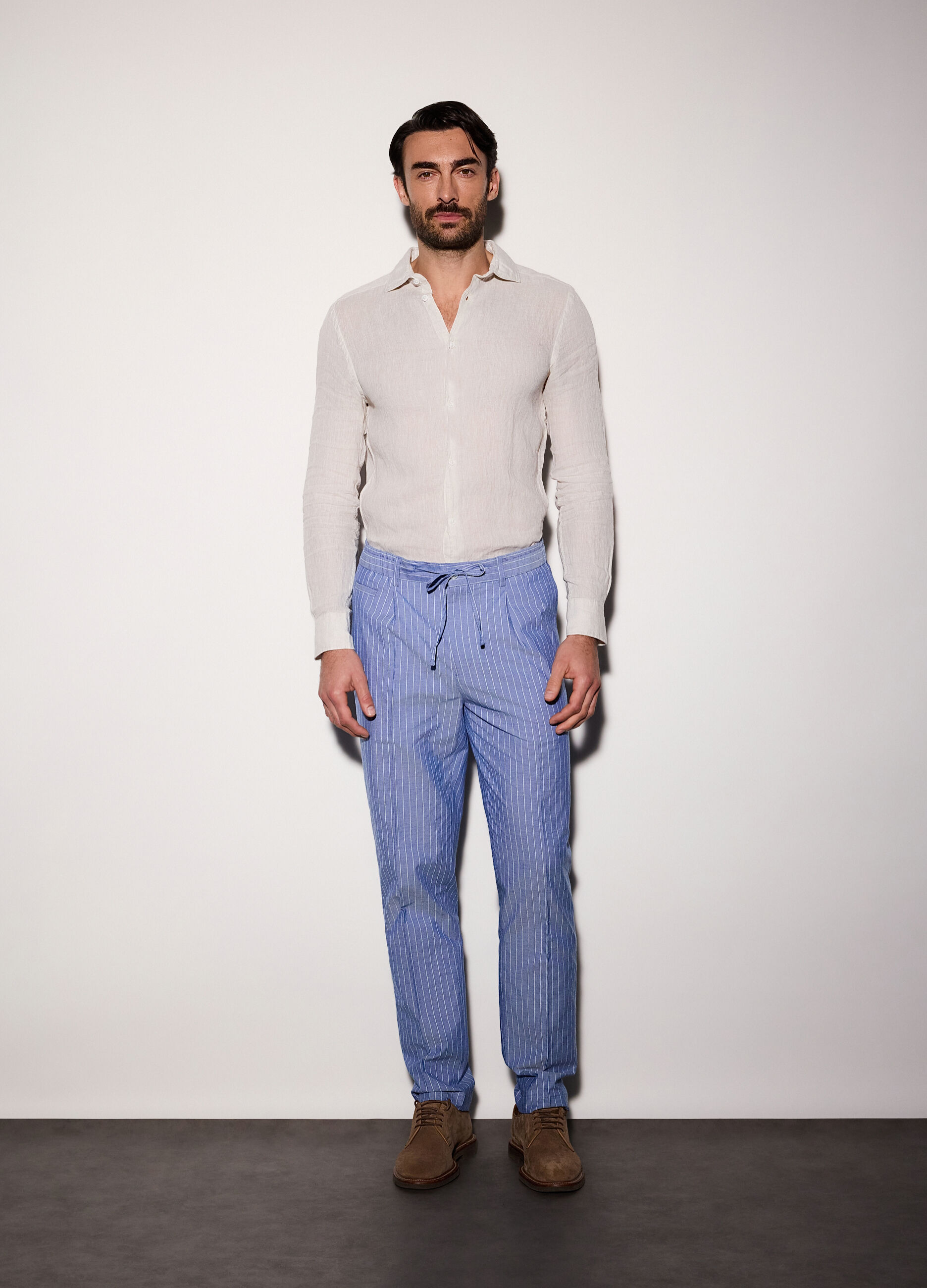 Pantaloni in cotone a righe uomo