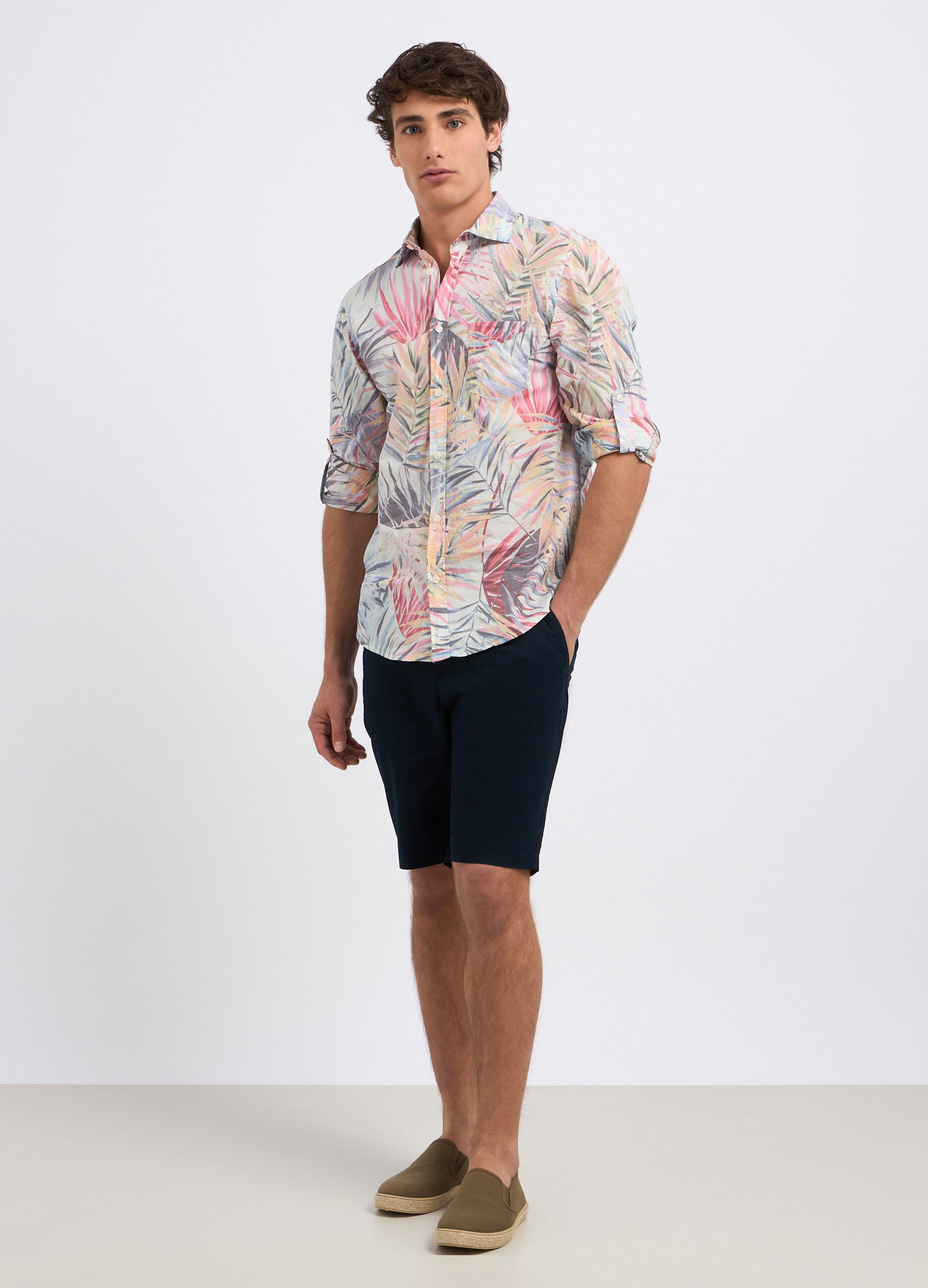 Camicia in puro cotone con stampa uomo_0