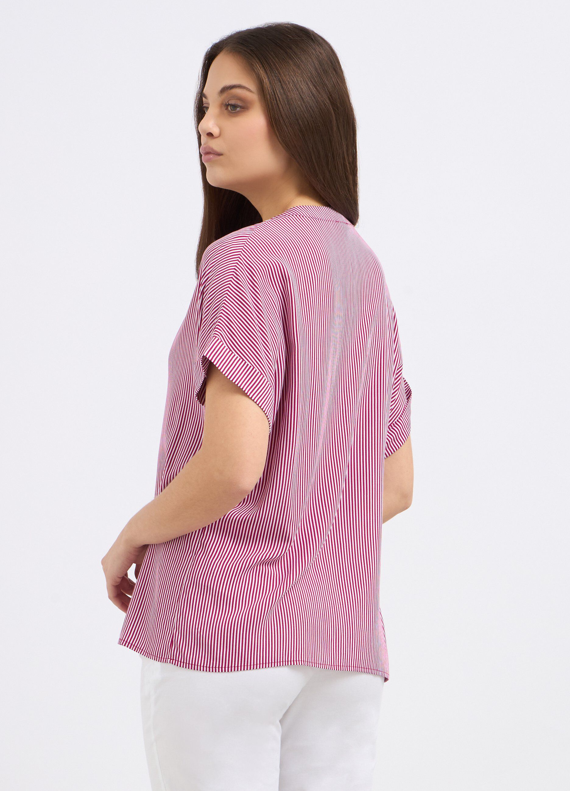 Blusa in pura viscosa a righe donna_1