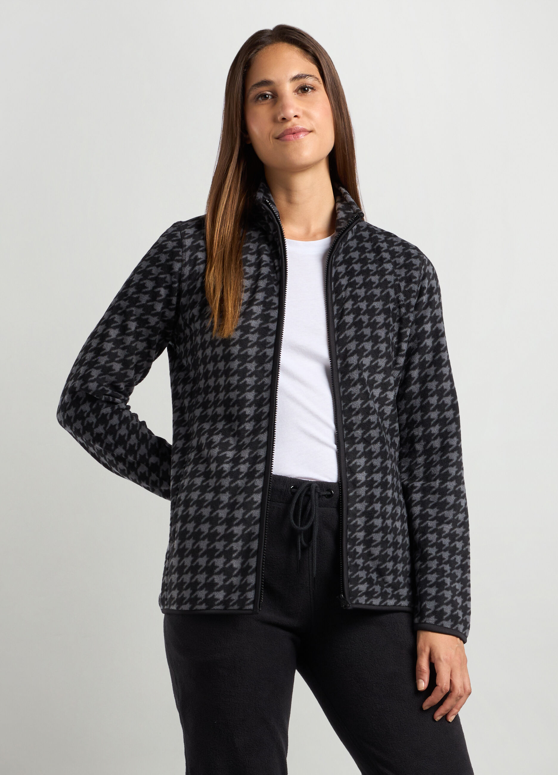 Felpa in pile con stampa donna _0