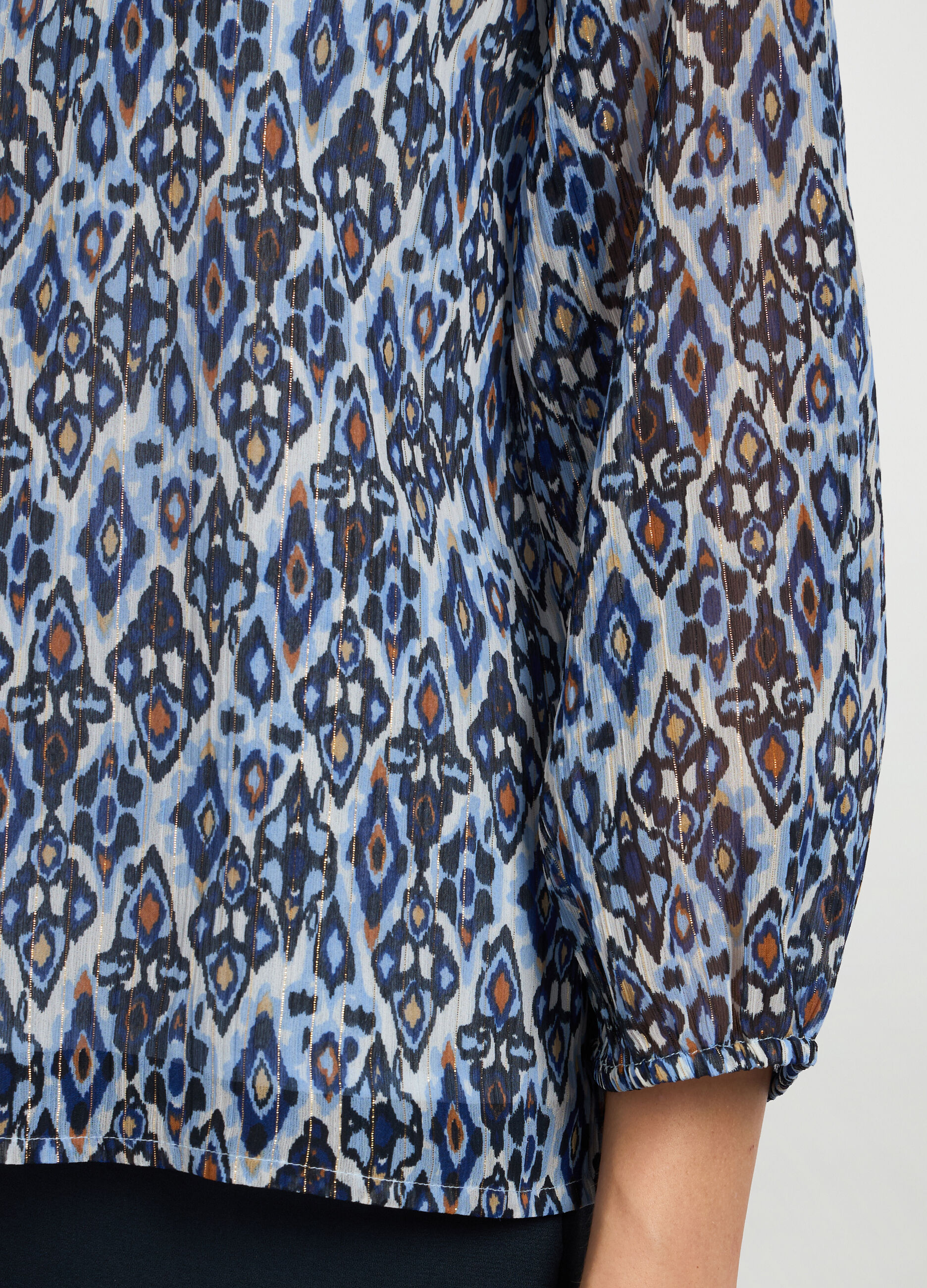 Blusa chiffon con filo lurex e stampa donna_2
