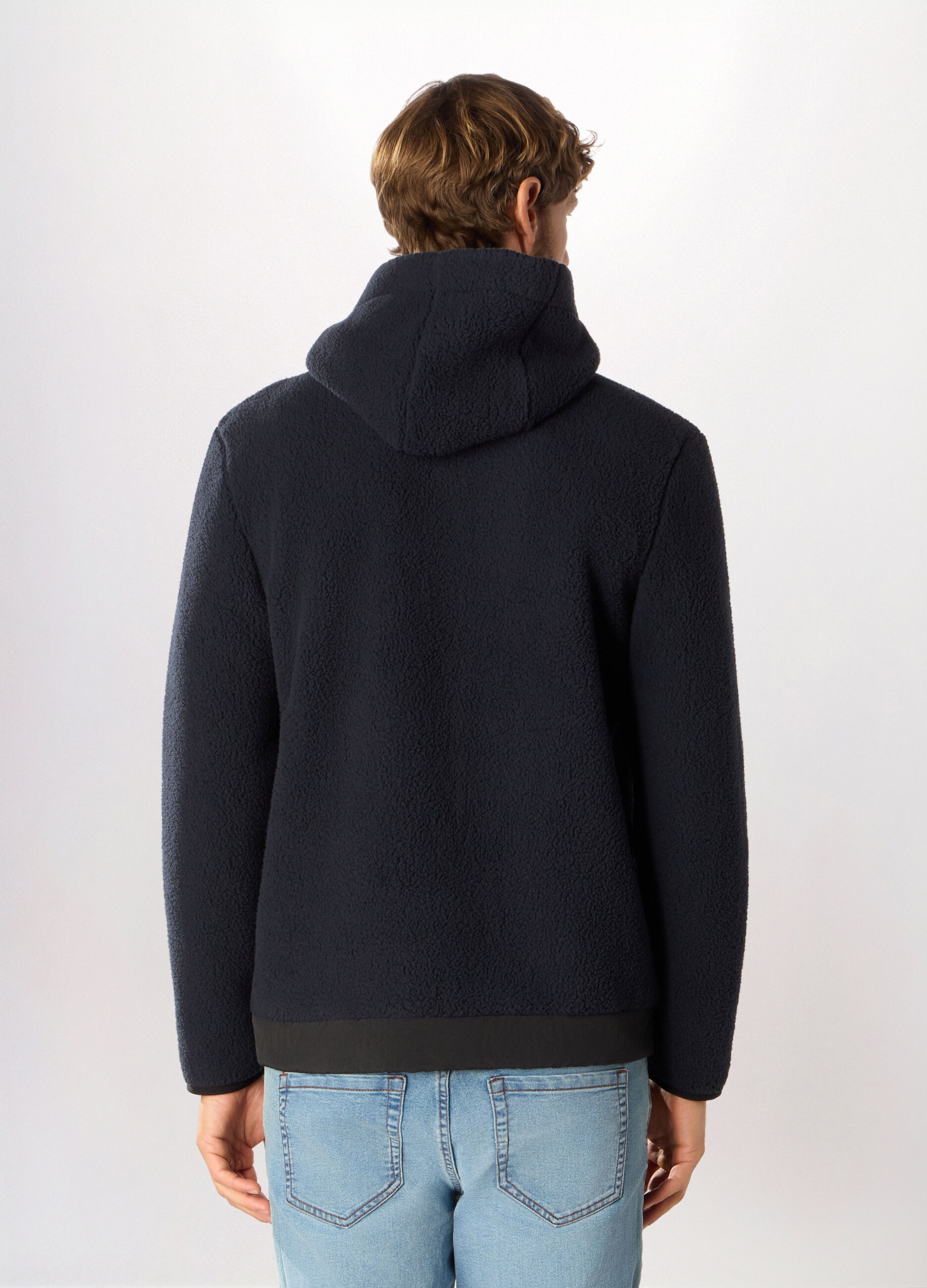 Felpa in pile con cappuccio e zip uomo_1