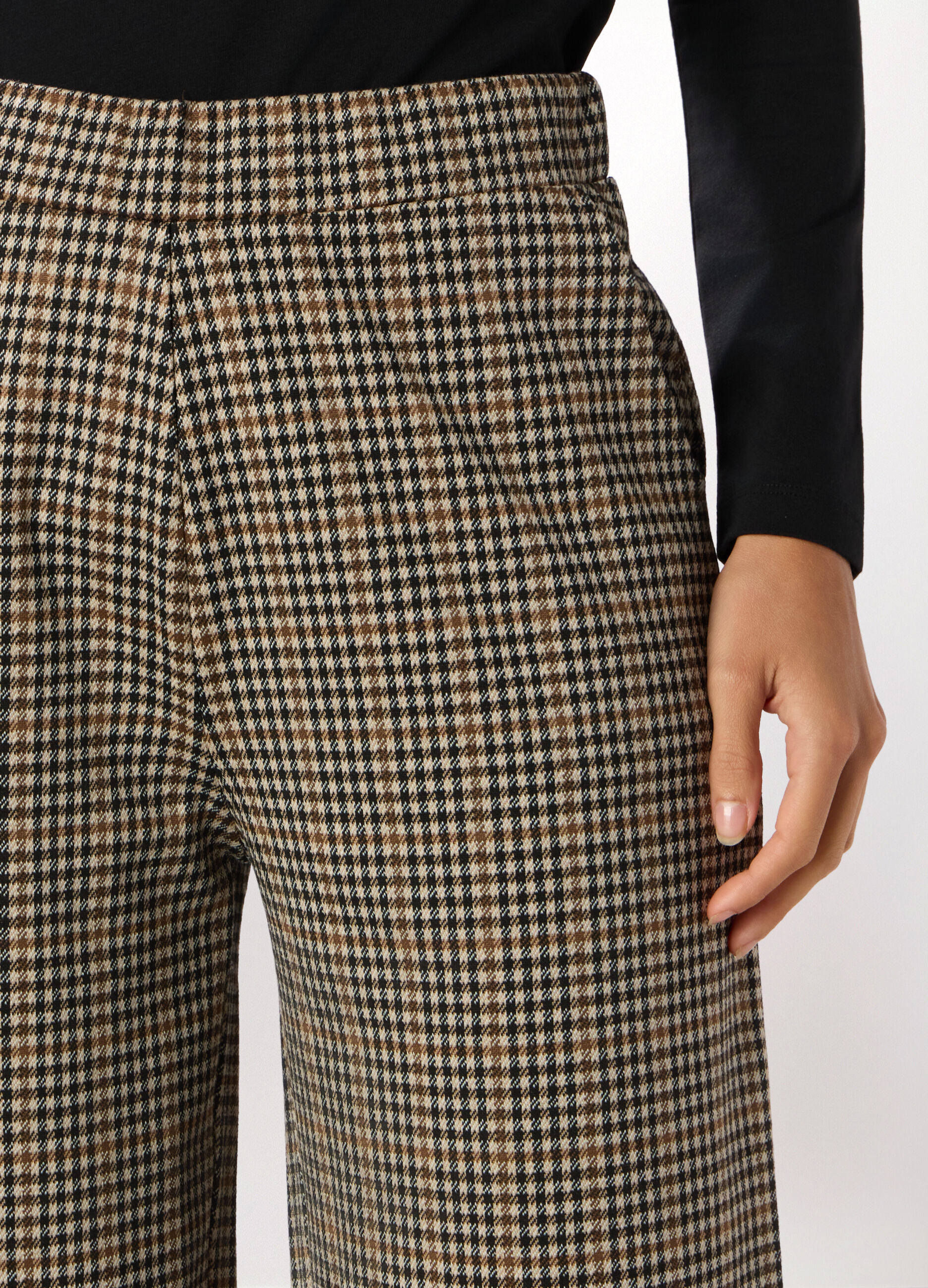 Pantalone palazzo jacquard misto lana donna_2