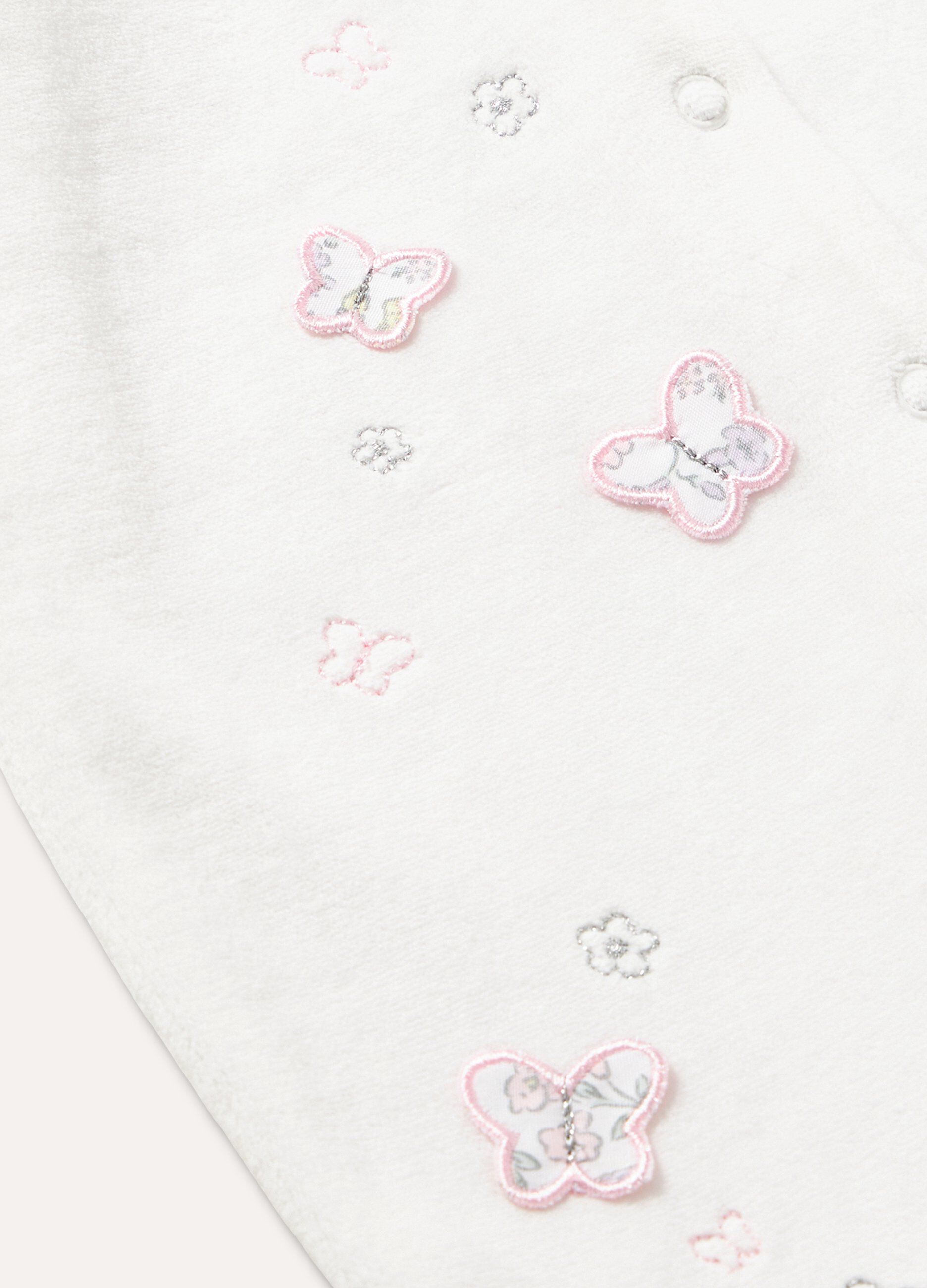Tutina in velours di cotone con rouches neonata_1