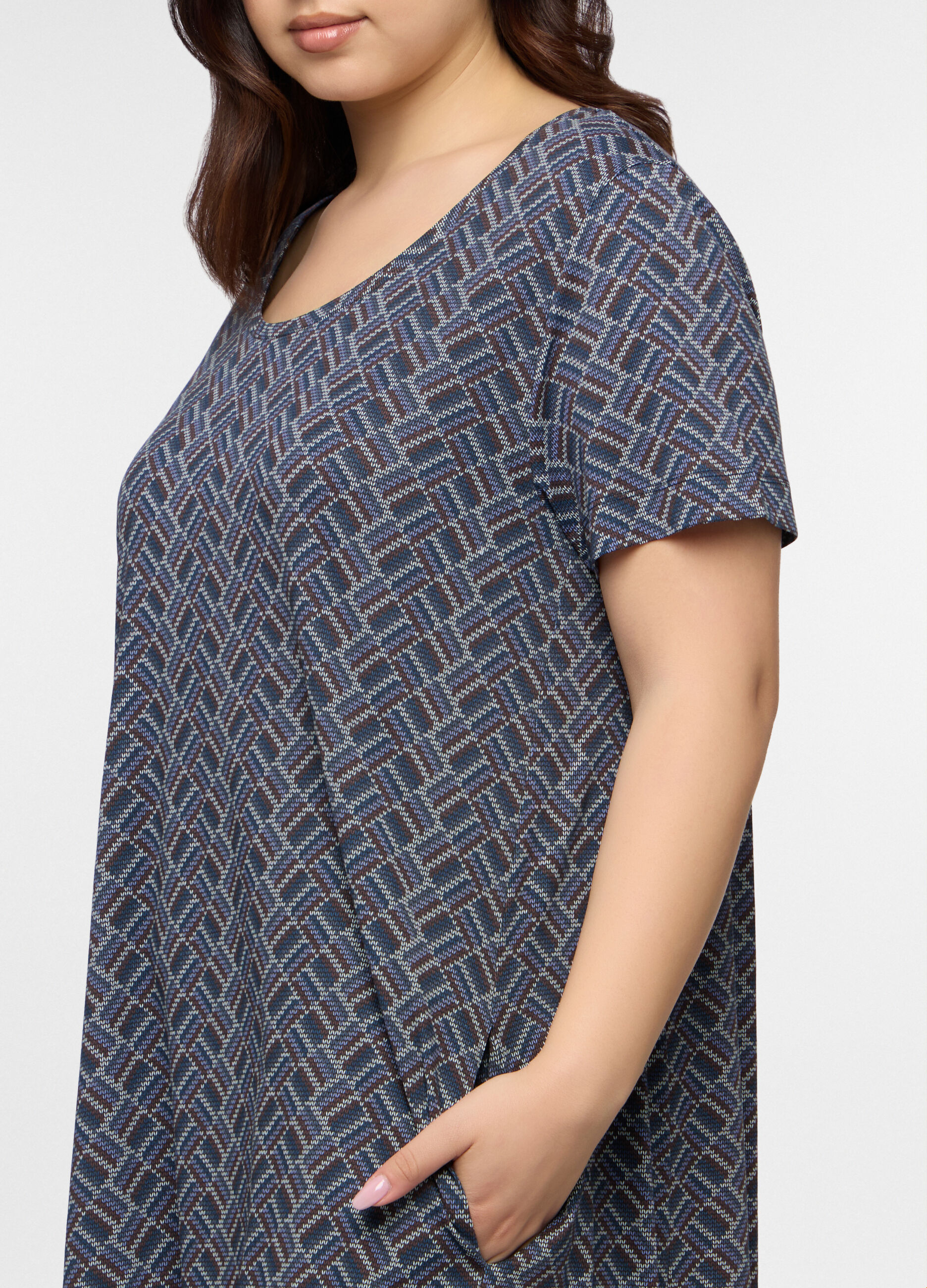 Abito corto girocollo in jersey di puro cotone donna curvy_2