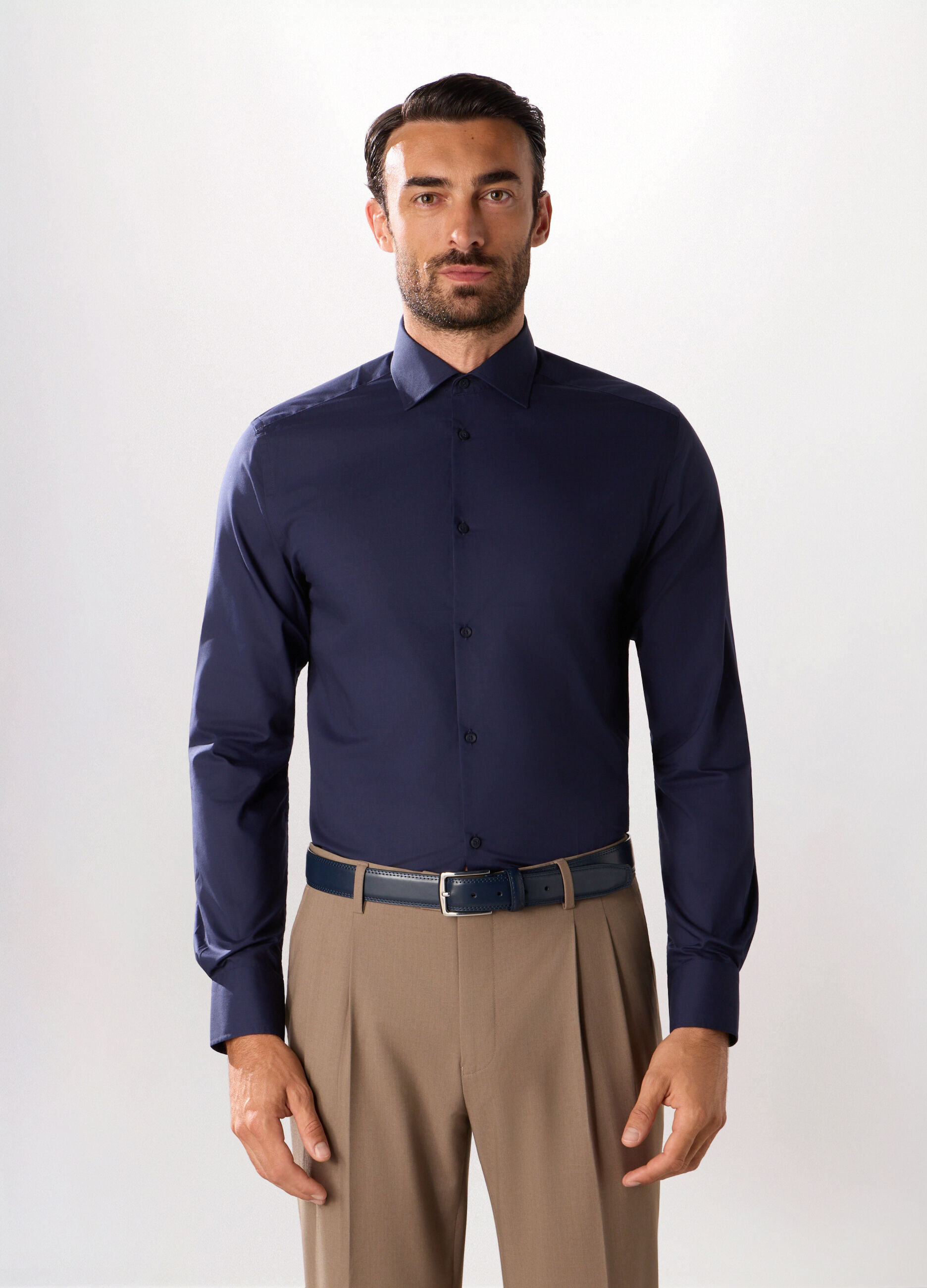 Camicia regular fit in misto cotone uomo_0