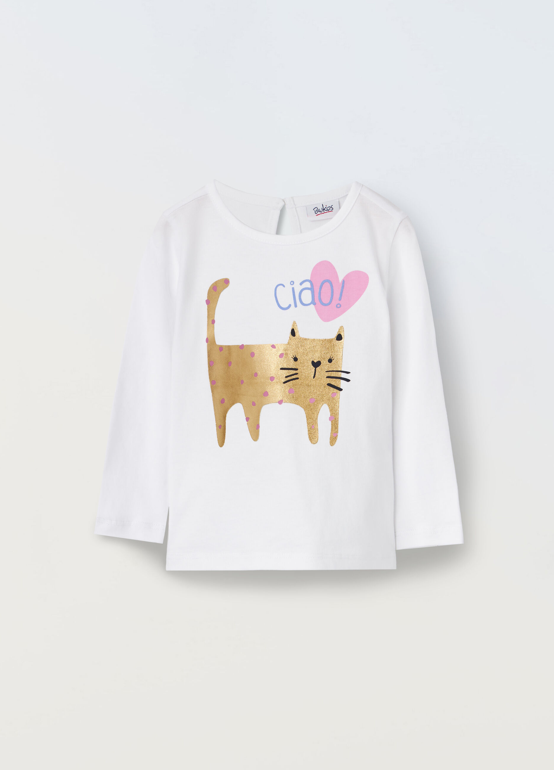 T-shirt a maniche lunghe in puro cotone neonata_0