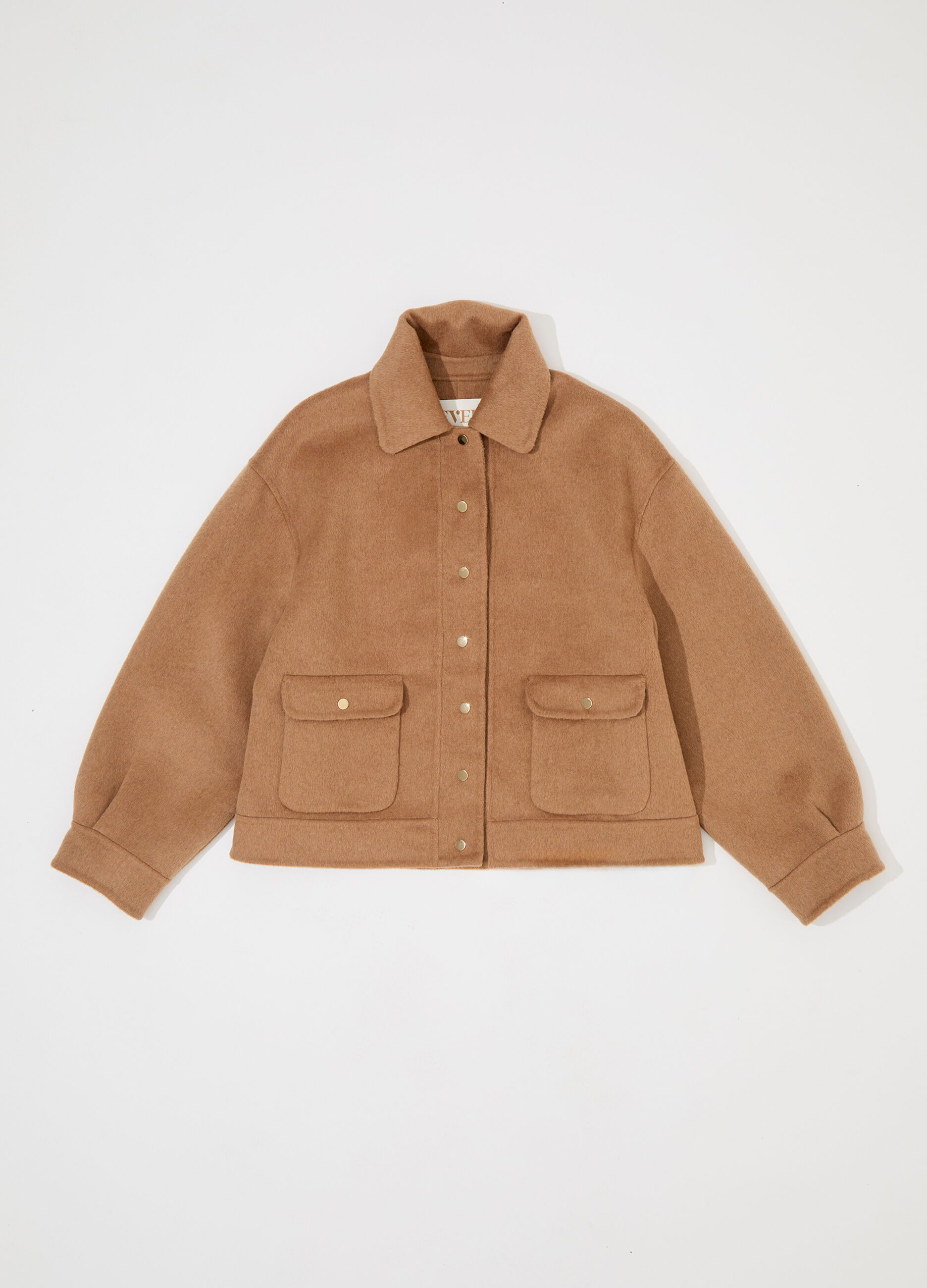 Shacket effetto cammello in misto lana donna_4