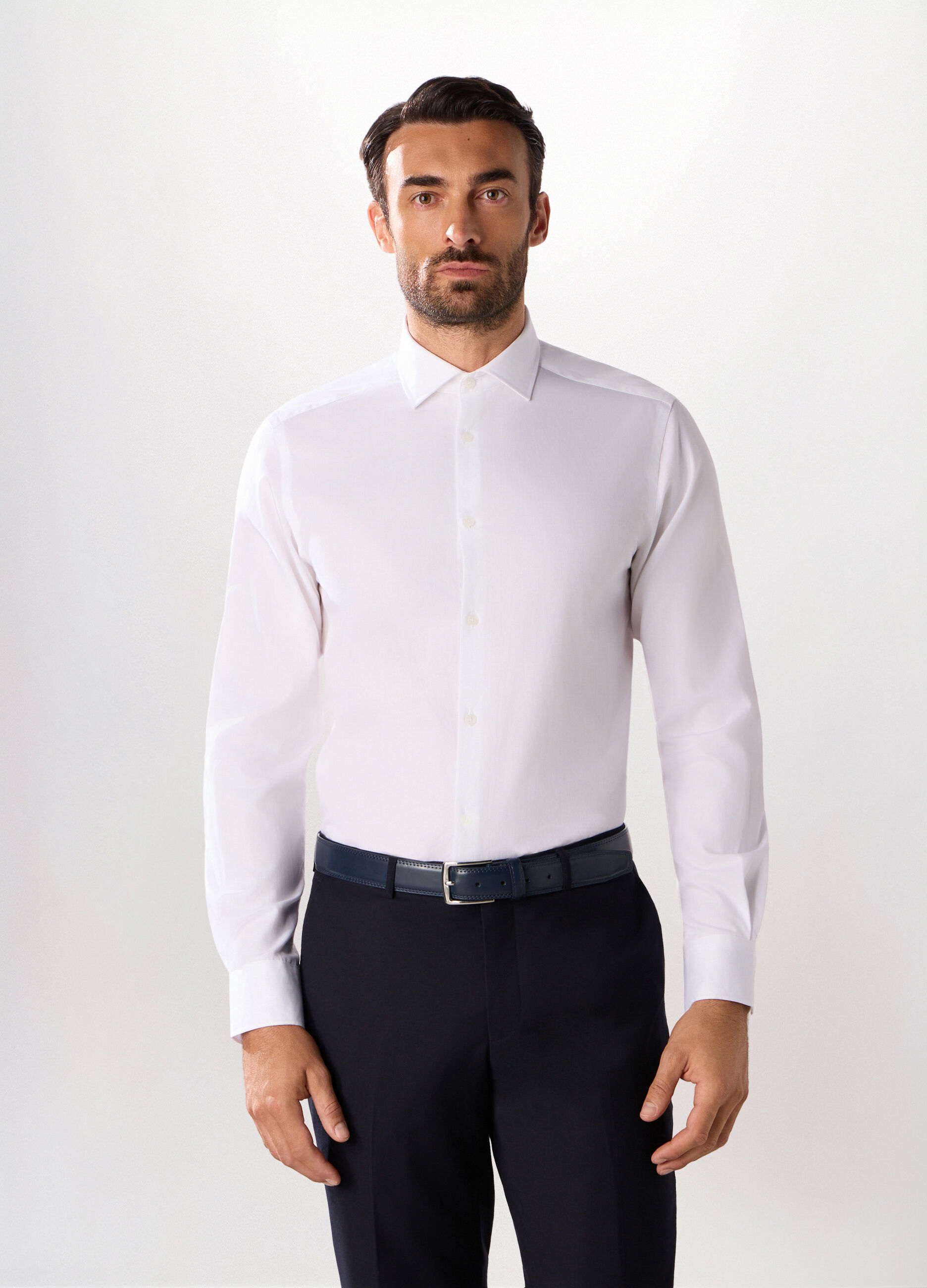 Camicia slim fit in puro cotone uomo_0