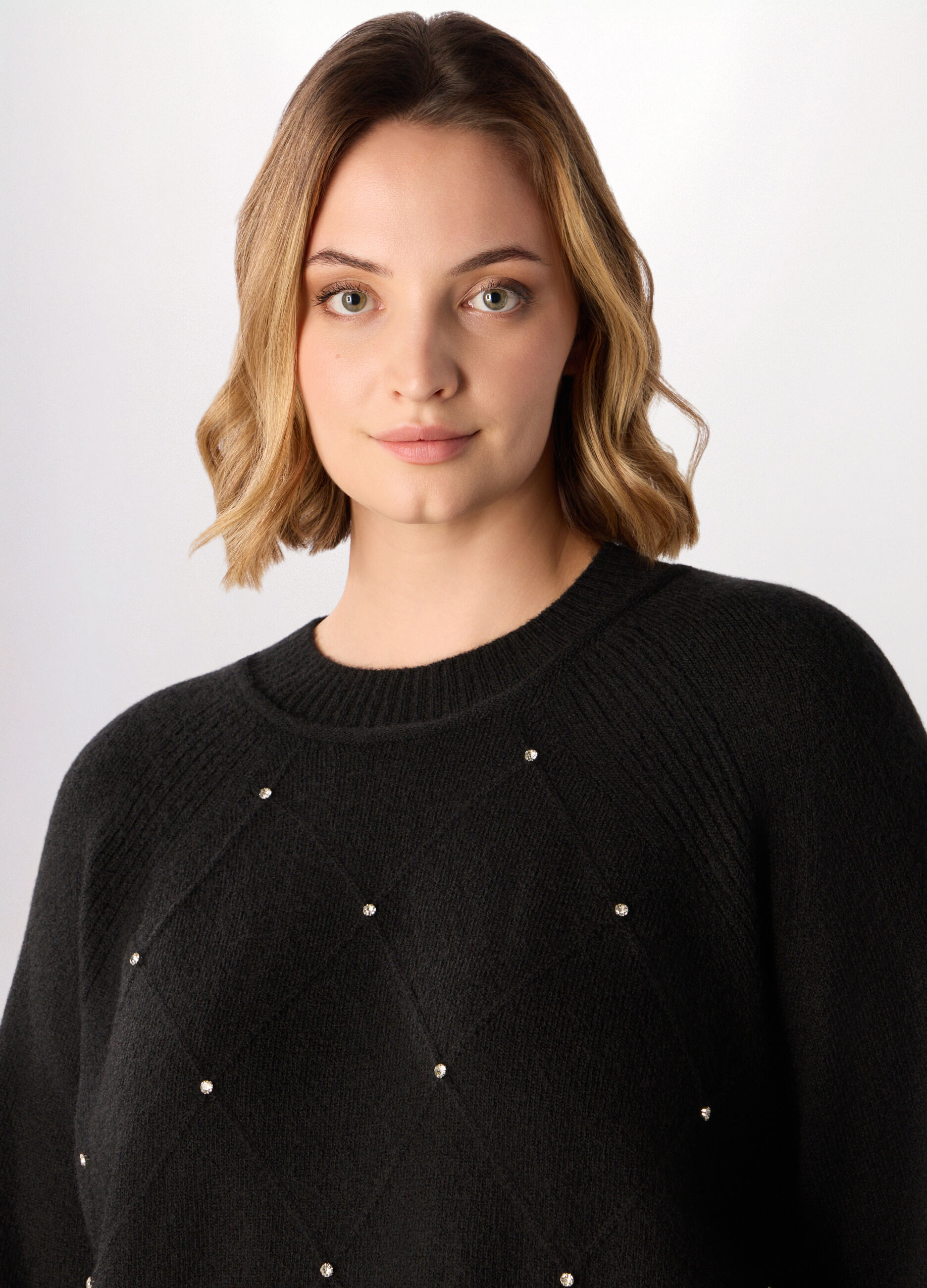 Tricot misto lana con strass donna curvy_2