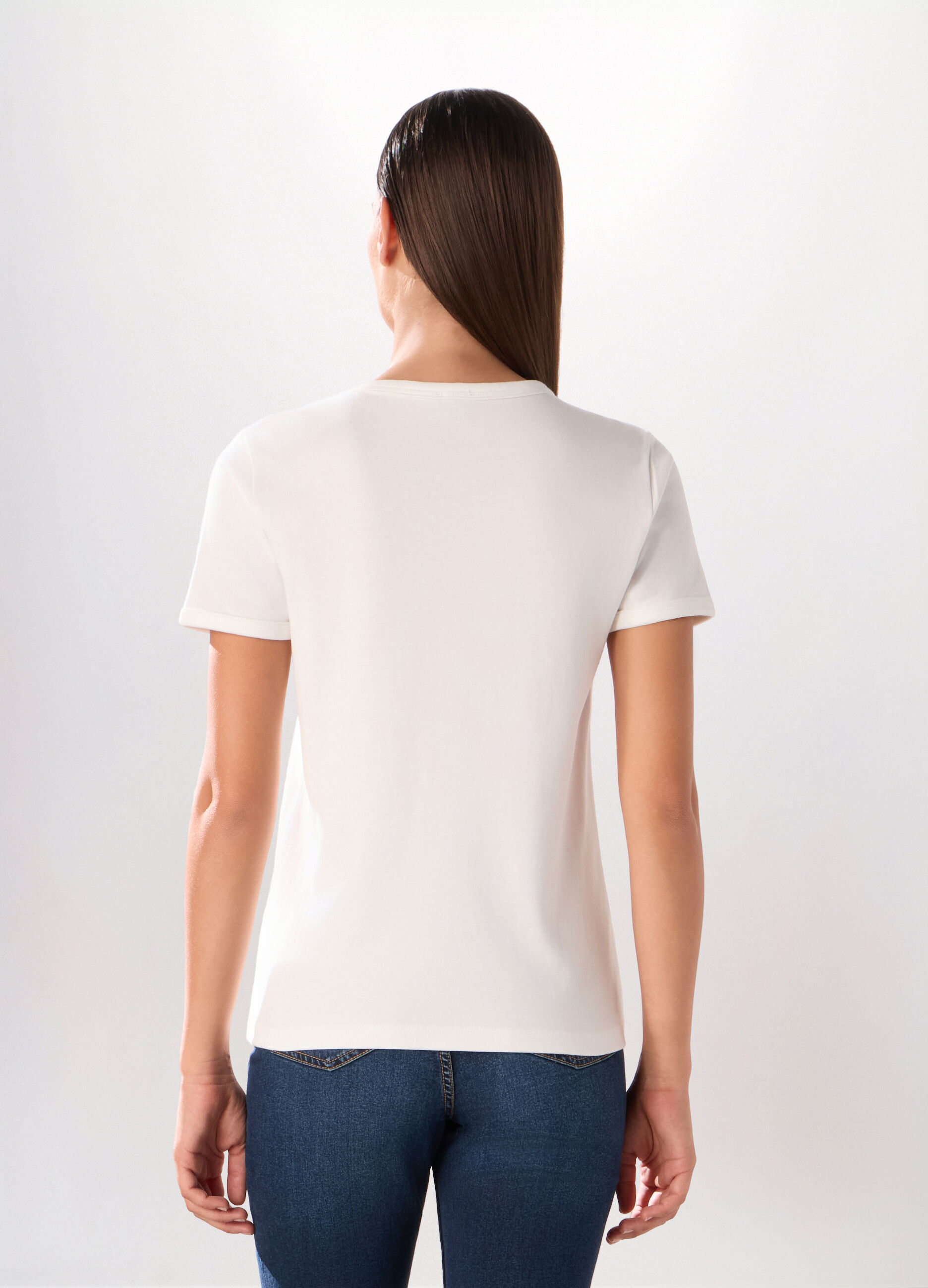 T-shirt in interlock di puro cotone donna_1