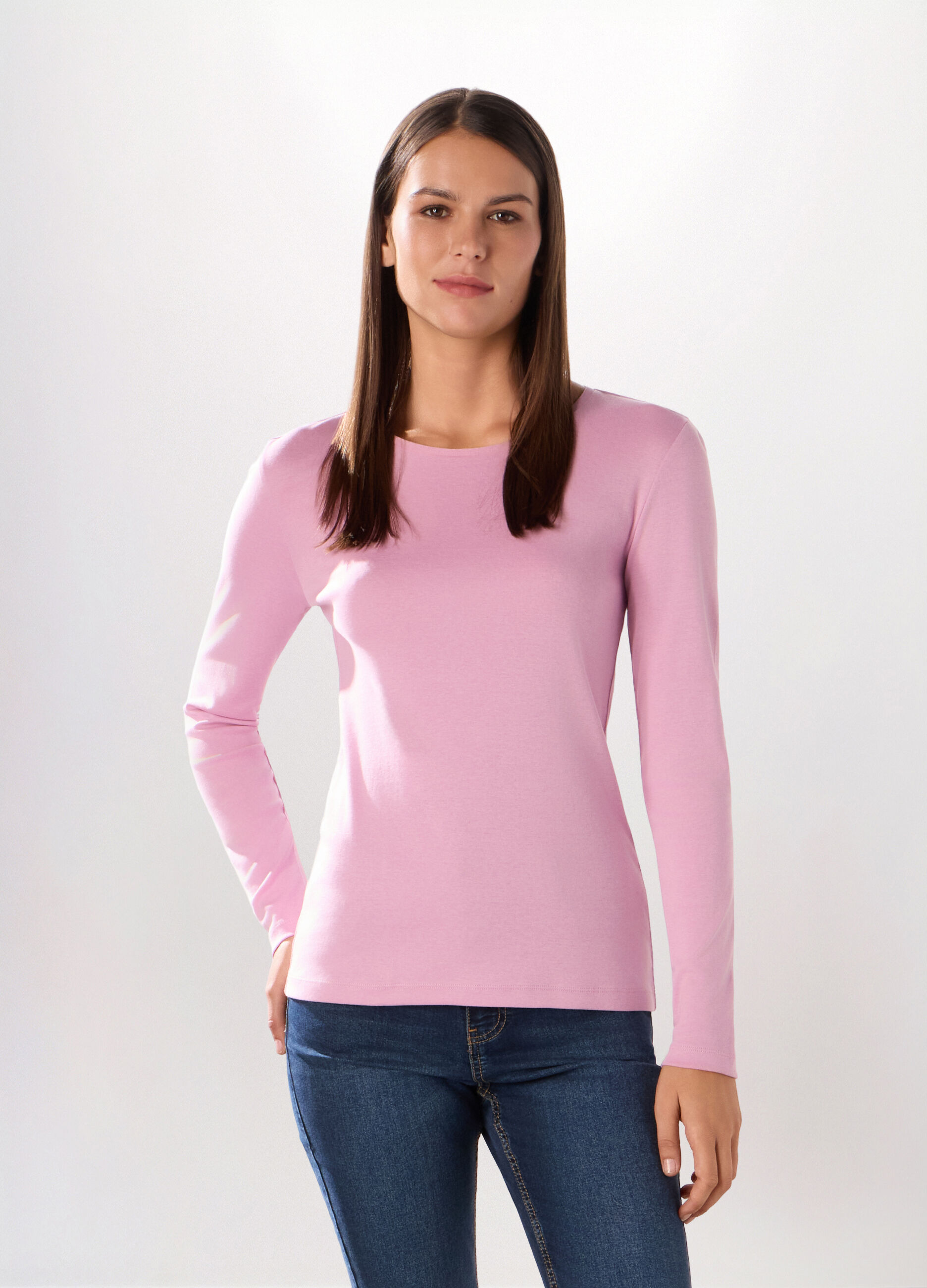 T-shirt in costina di puro cotone donna_0