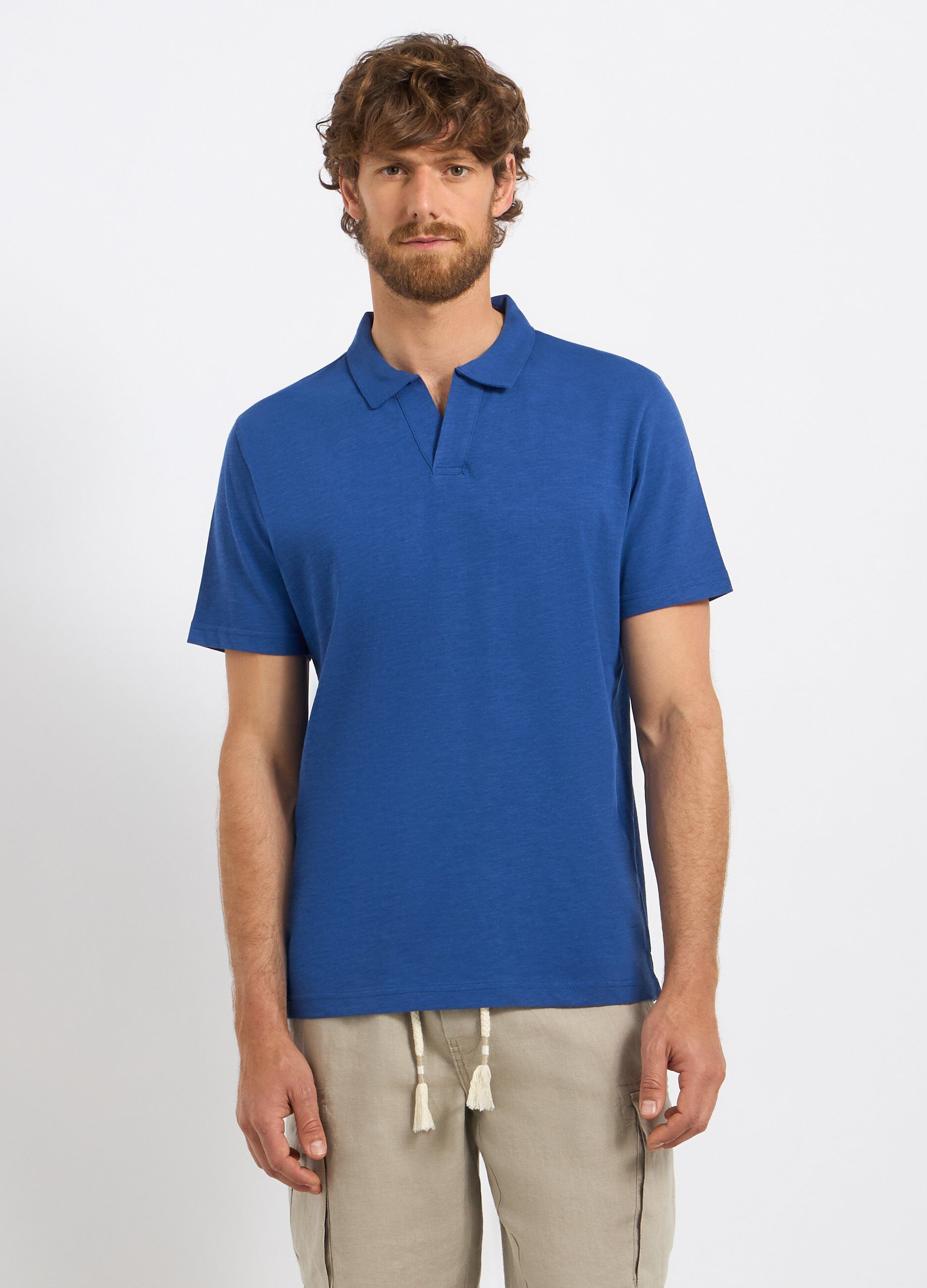 Polo in puro cotone slub uomo_0