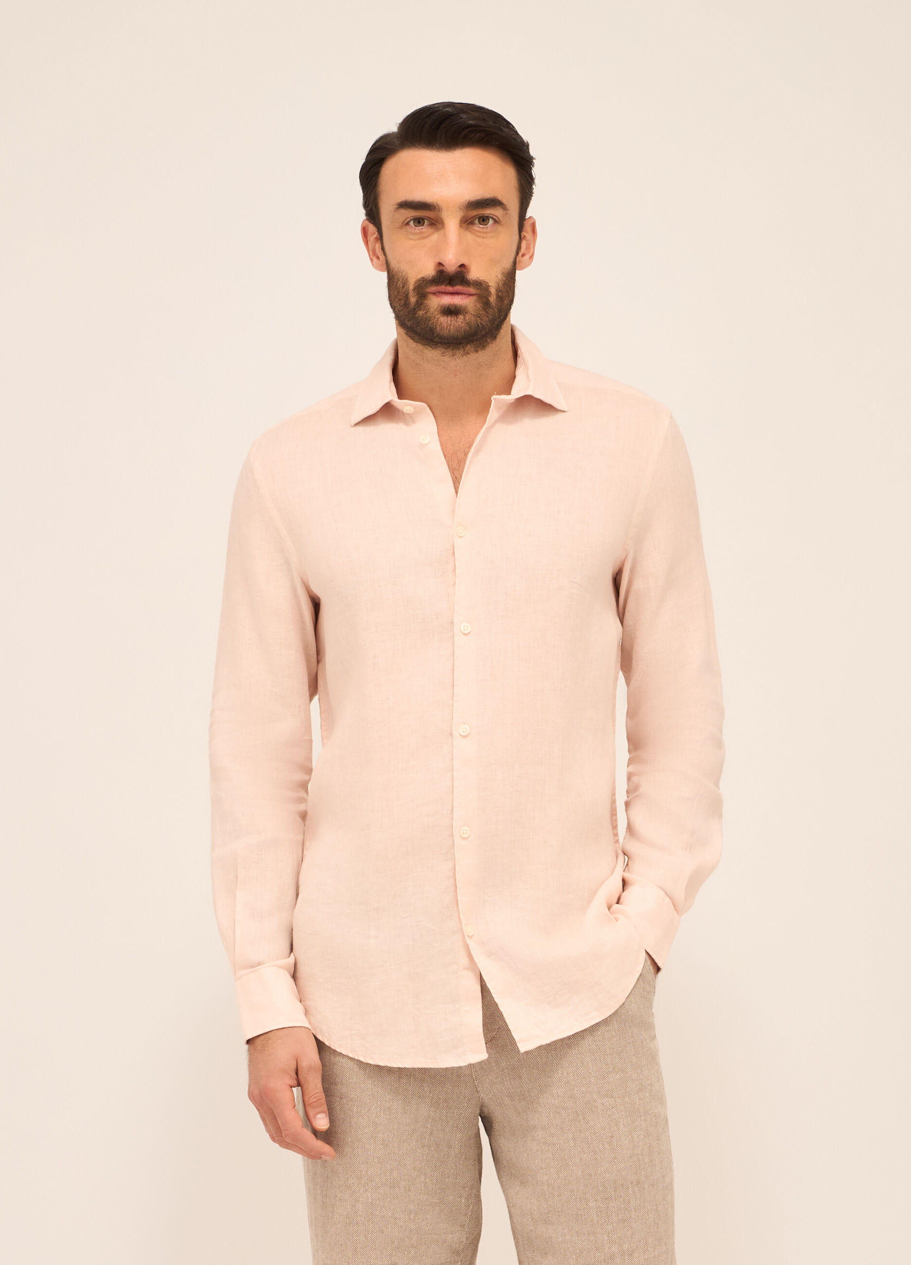 Camicia slim fit in lino uomo