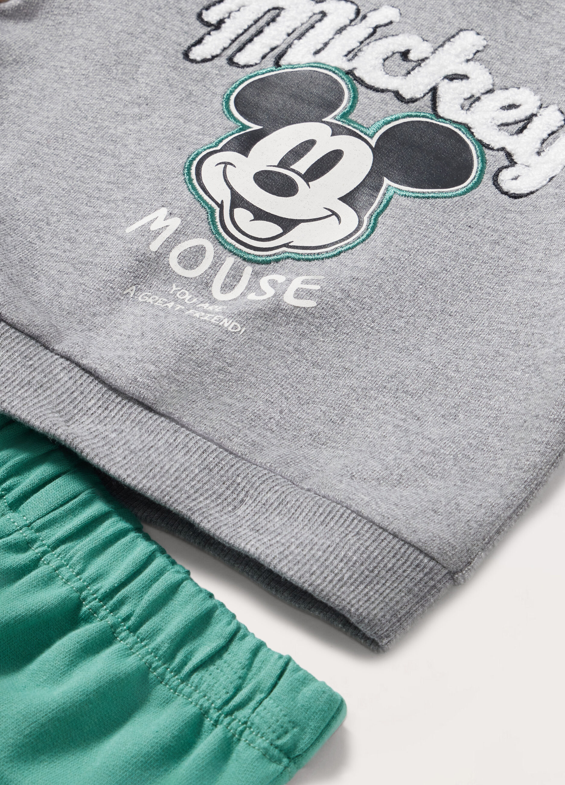 Jogging set Mickey Mouse in felpa di puro cotone neonato_1