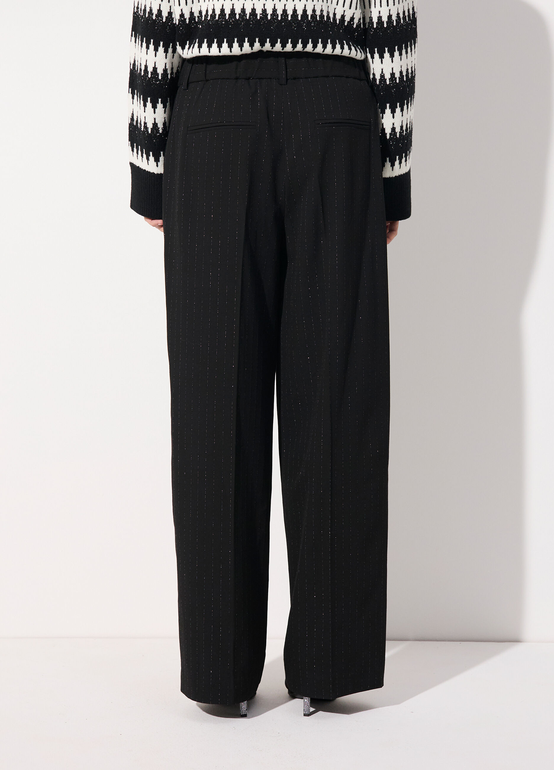 Pantalone palazzo gessati in filo lurex donna_2