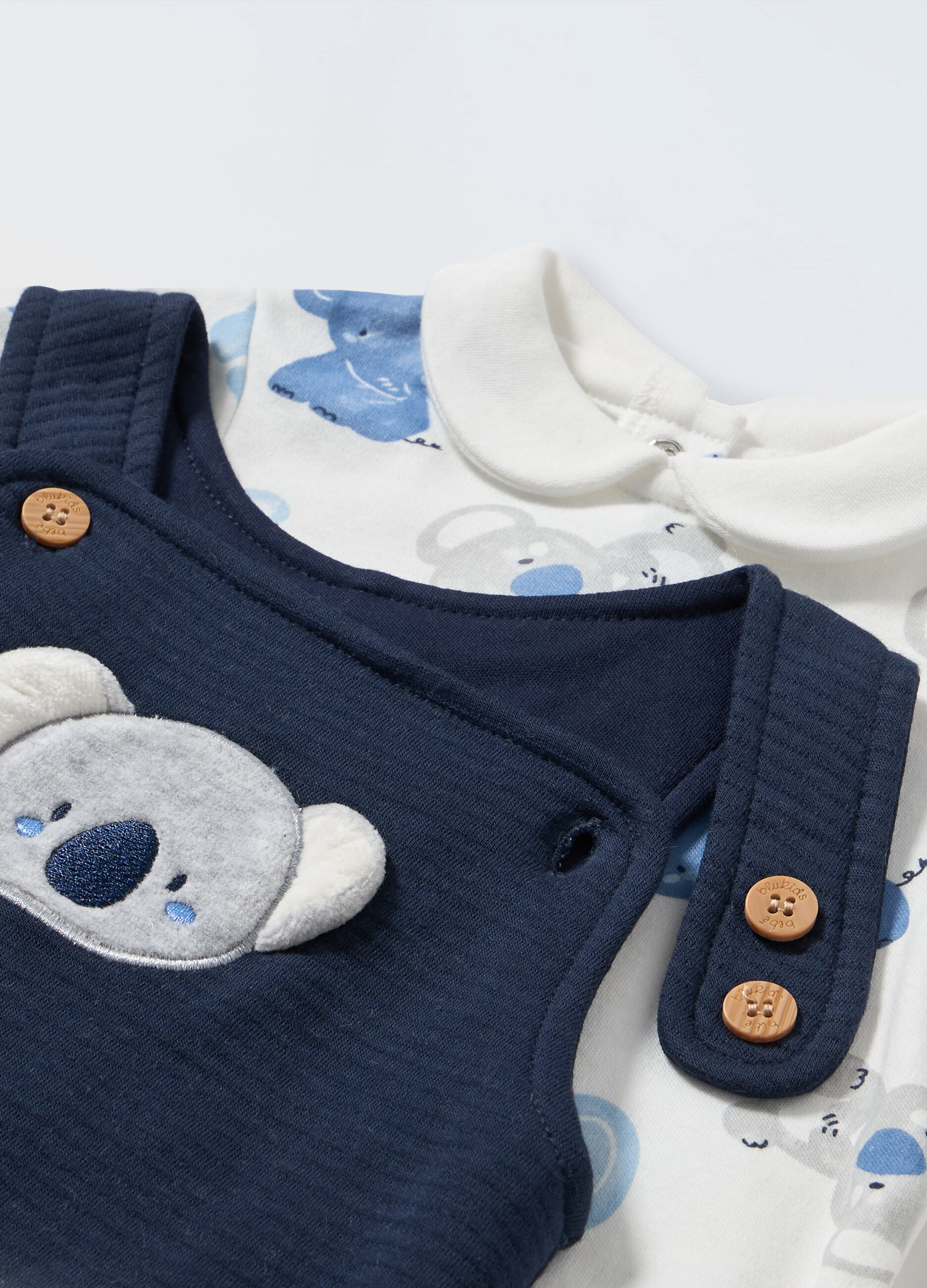 Set salopette + t-shirt in misto cotone neonato_1