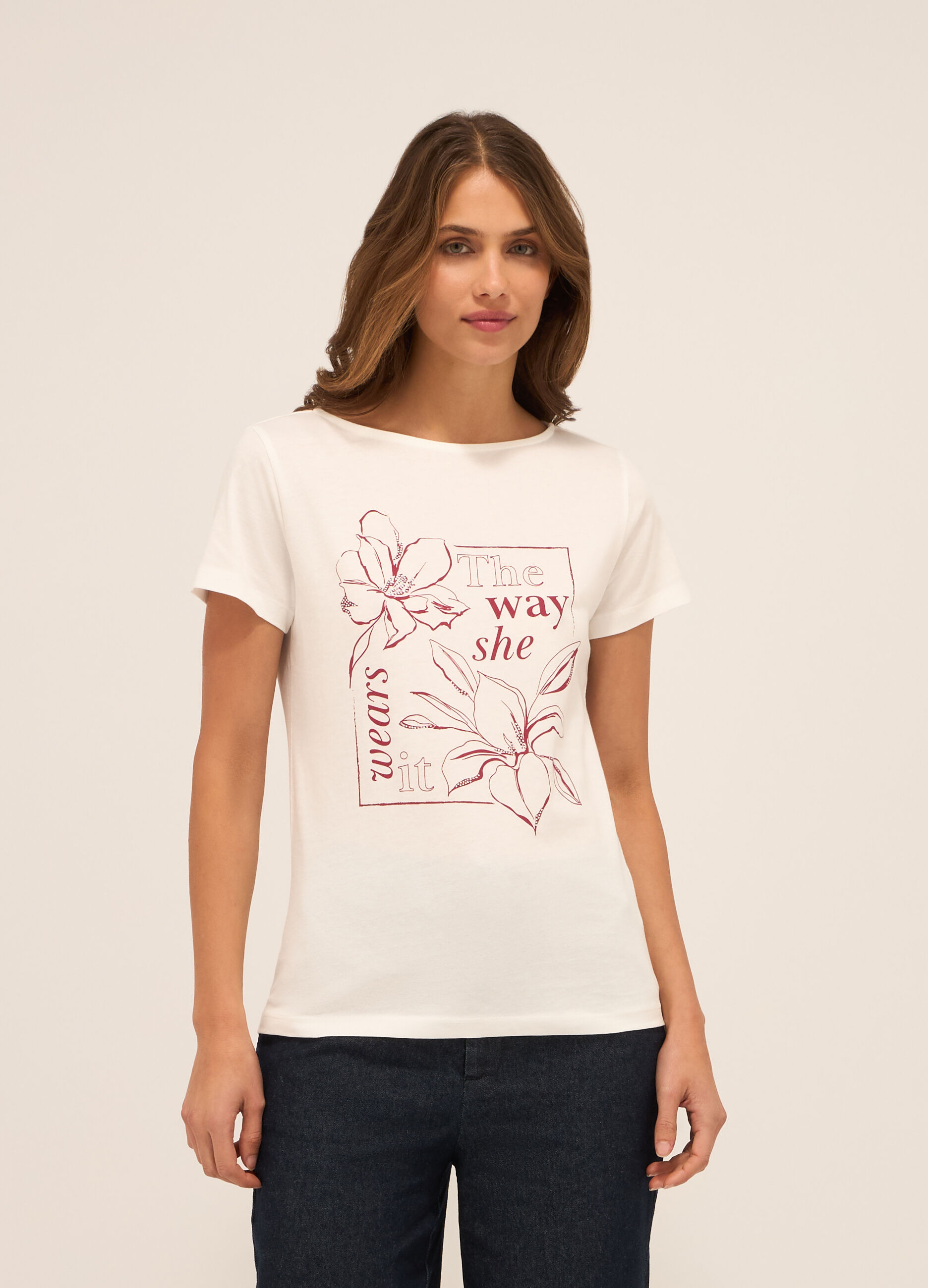 T-shirt in jersey di puro cotone donna_0