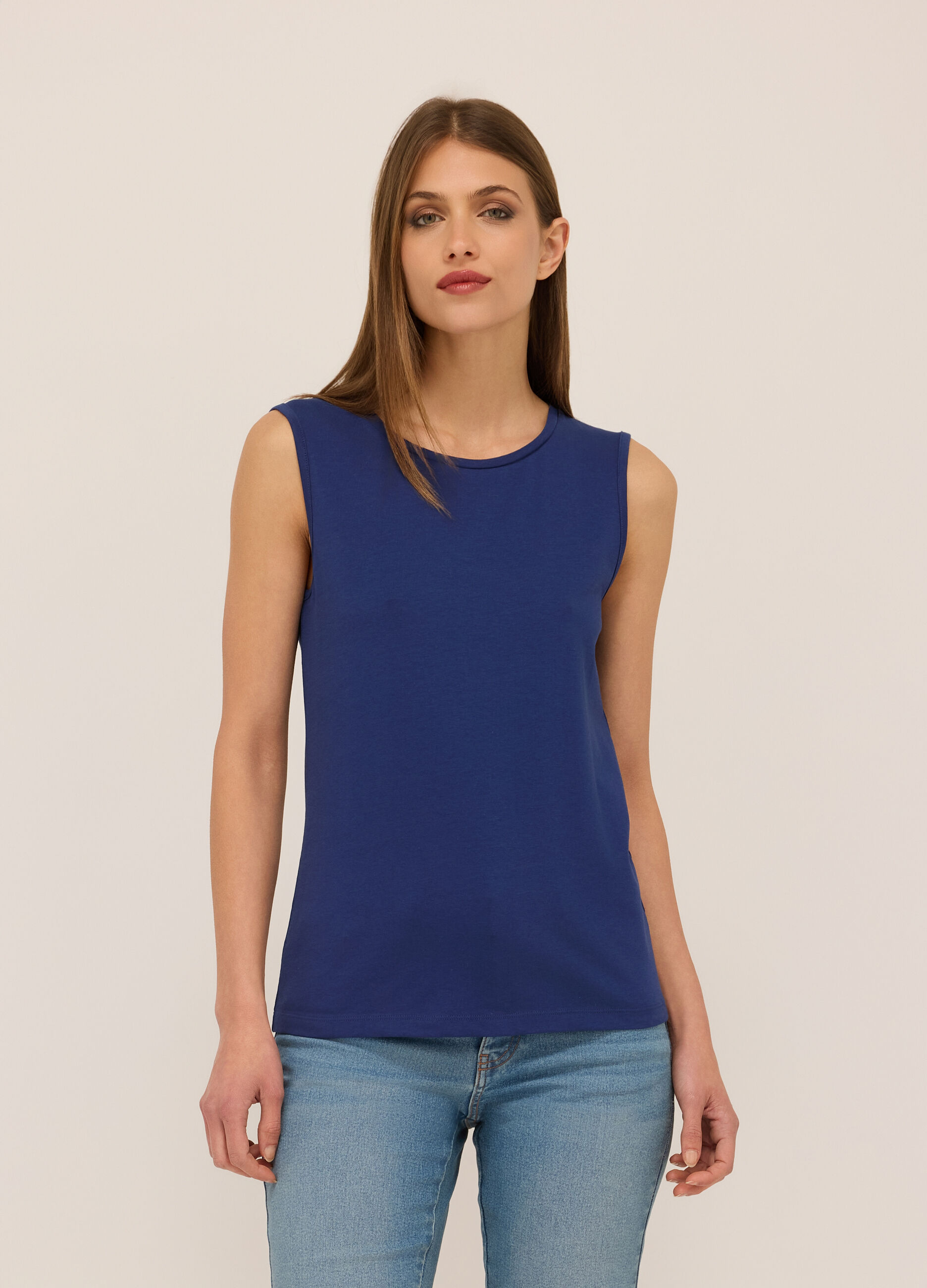 Canotta in jersey di cotone stretch donna_0