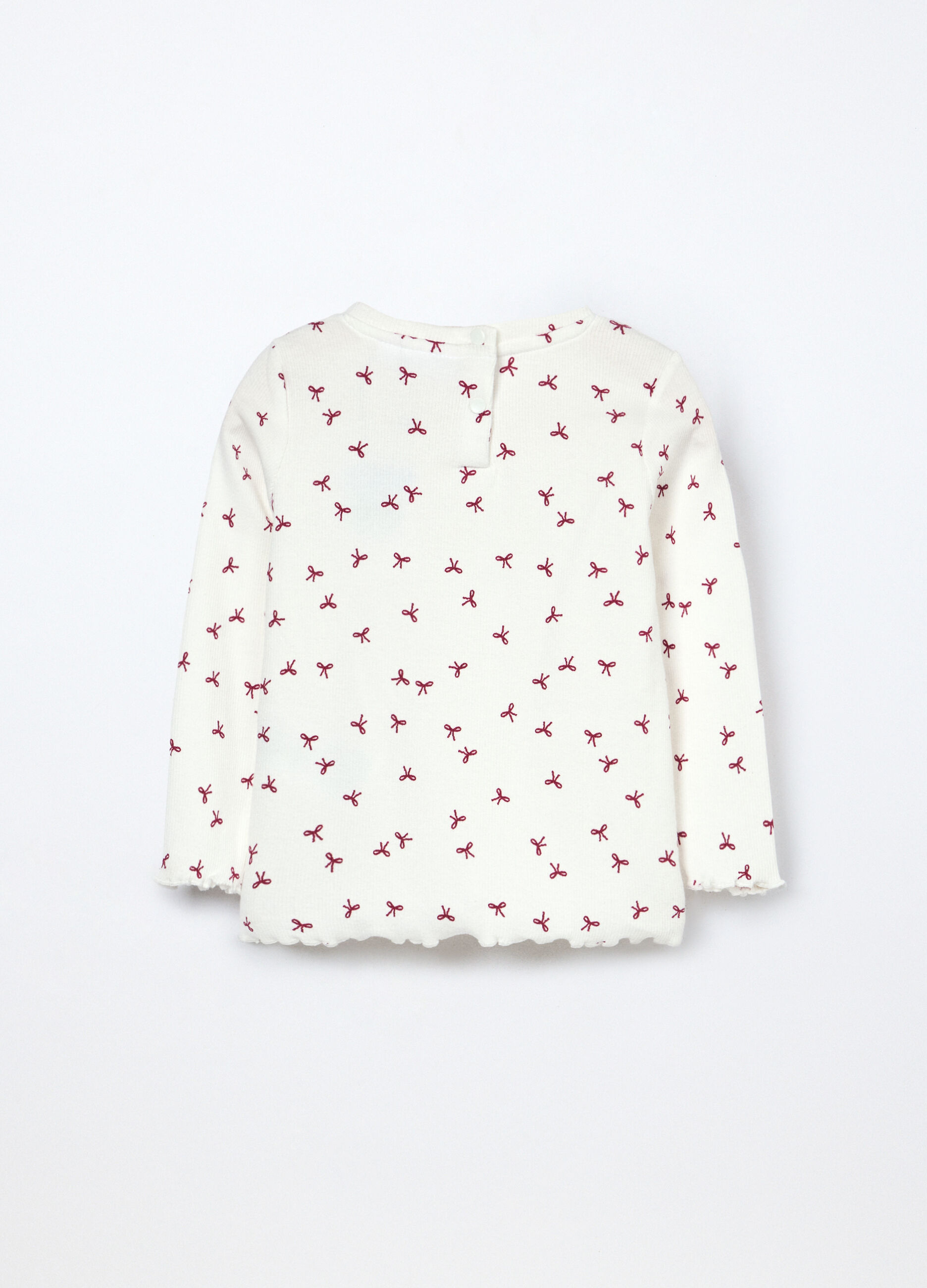 T-shirt in costina di cotone stretch neonata_1