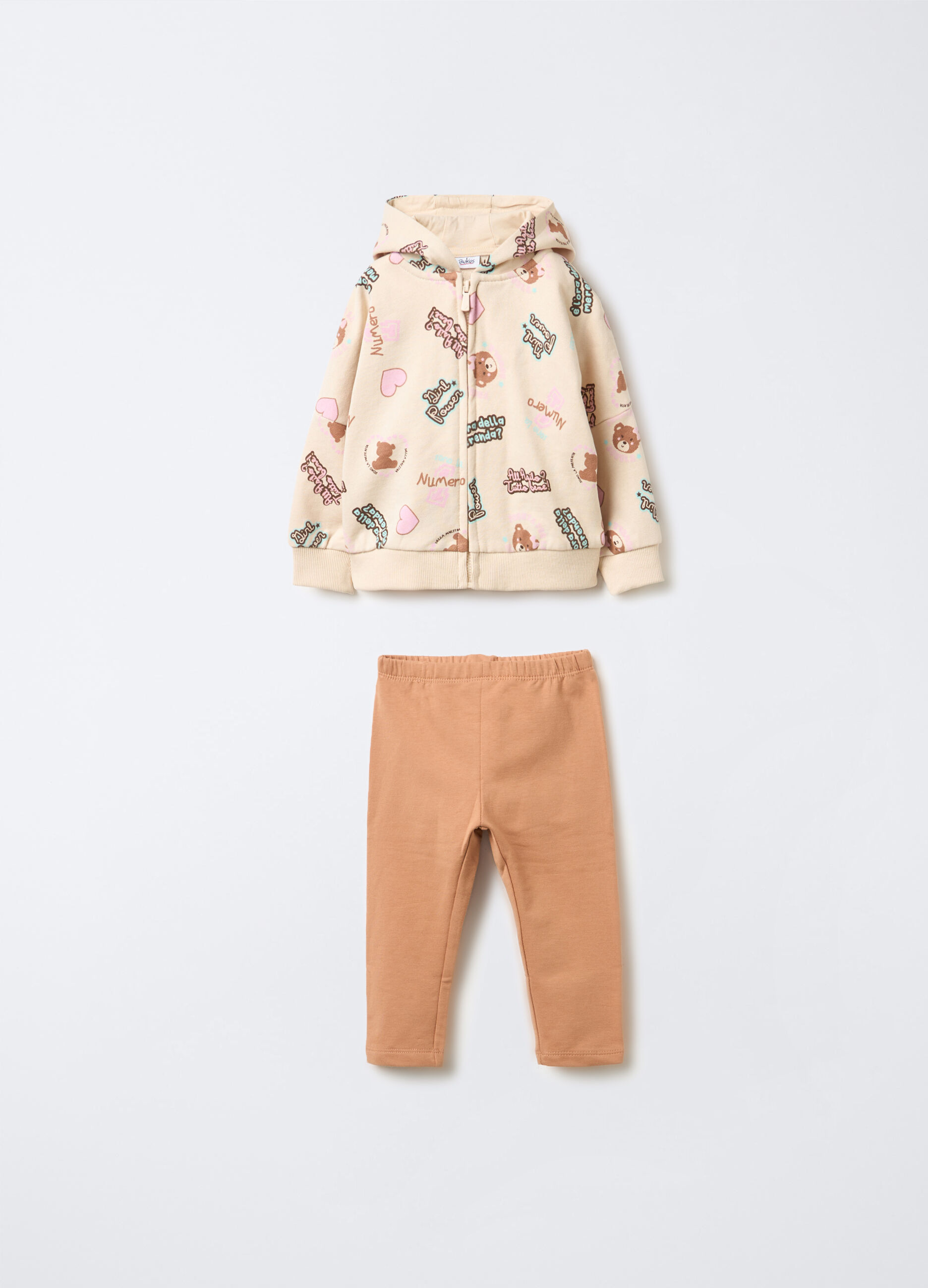 Jogging set in misto cotone garzato bimba_0