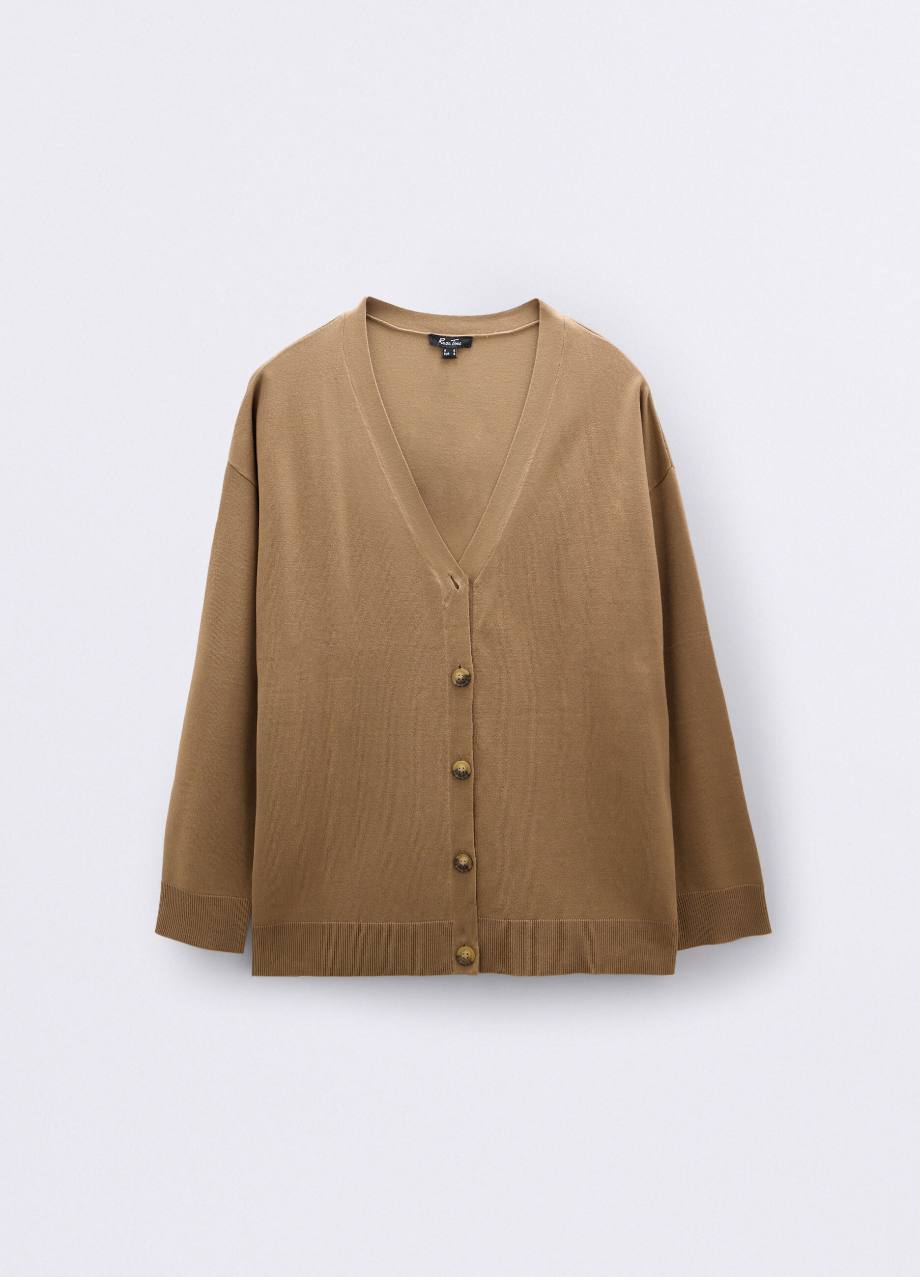 Cardigan con scollo a V in maglia rasata donna curvy_0