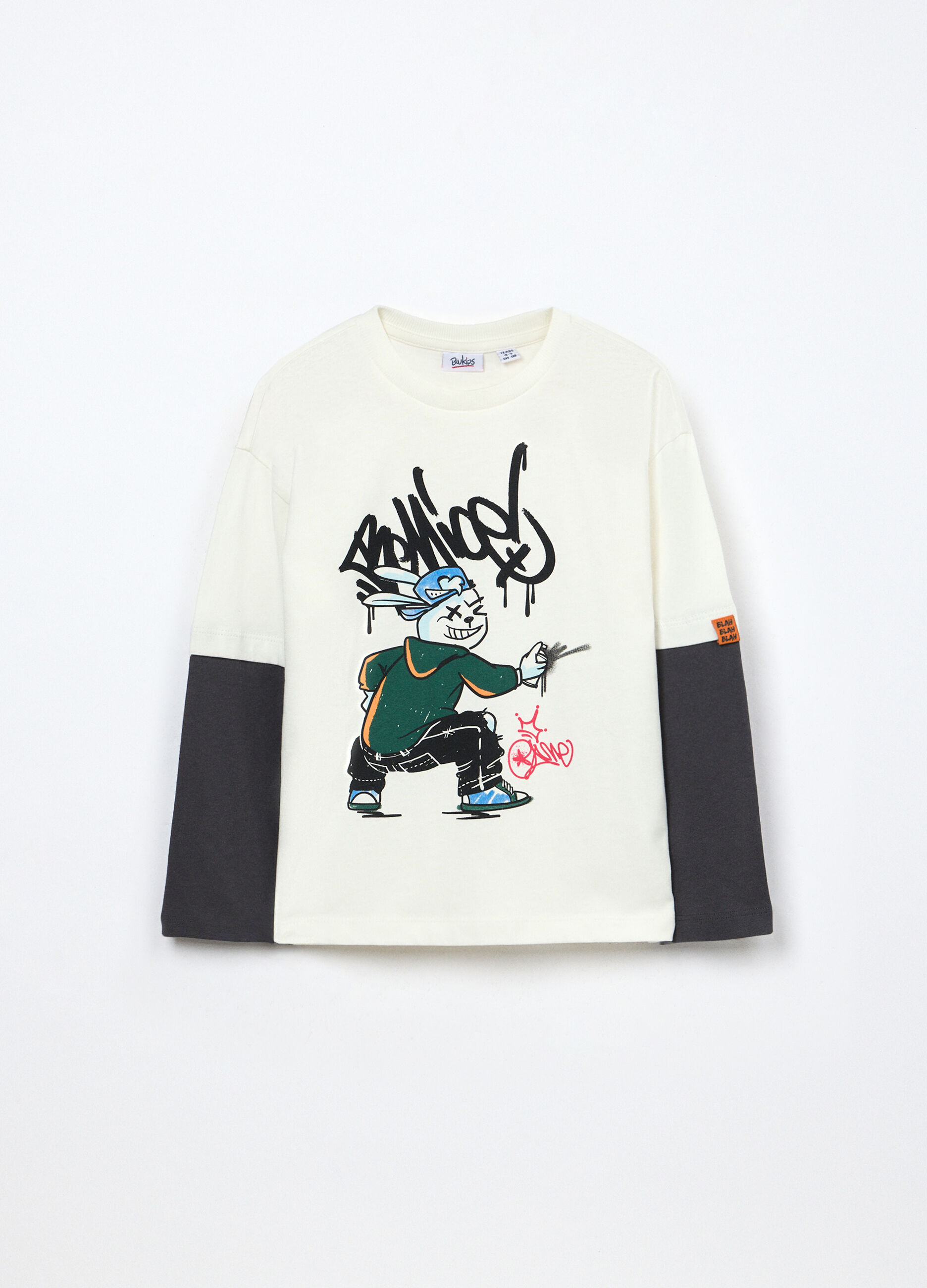 T-shirt a maniche lunghe in puro cotone bambino_0