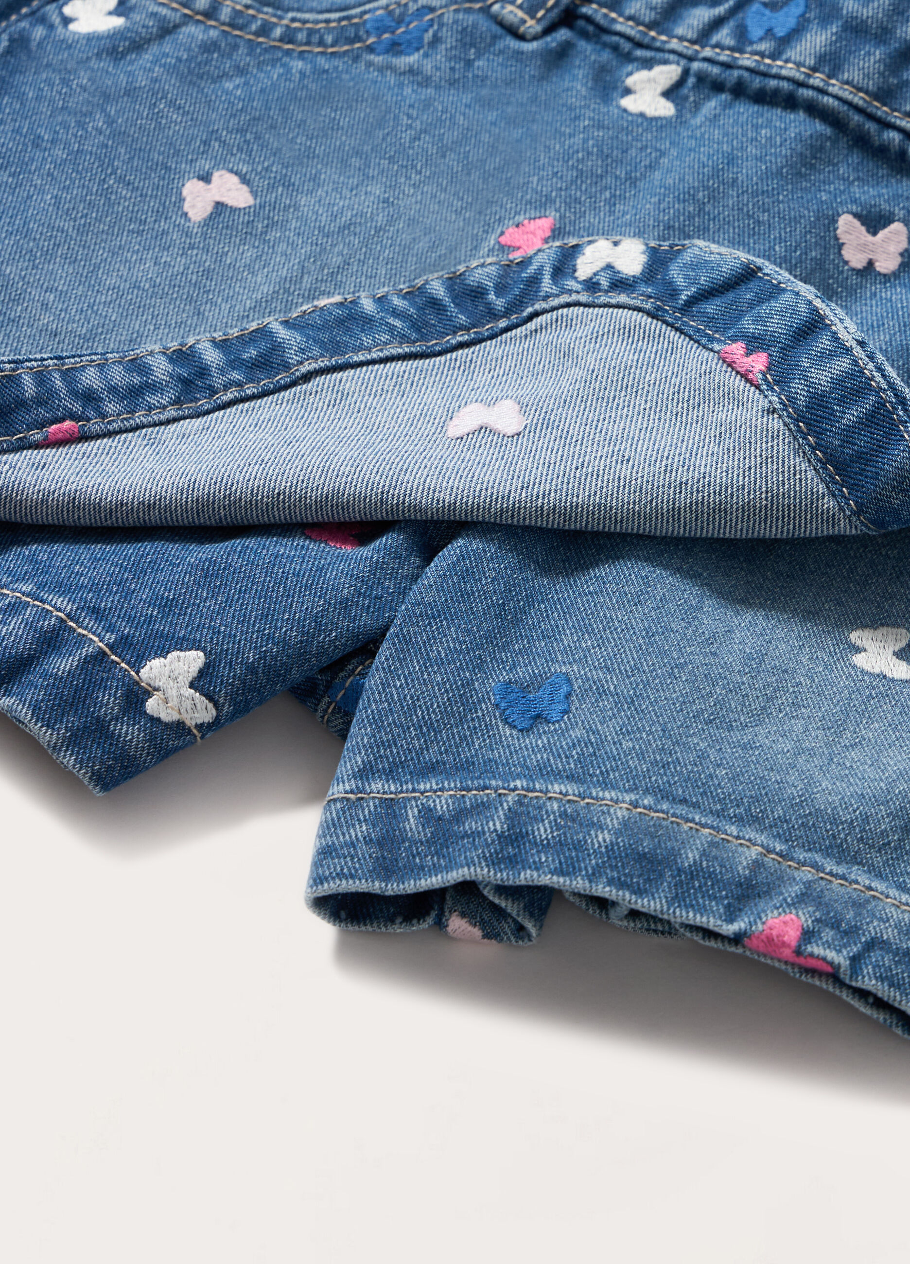 Gonna pantalone in denim di puro cotone bambina_1