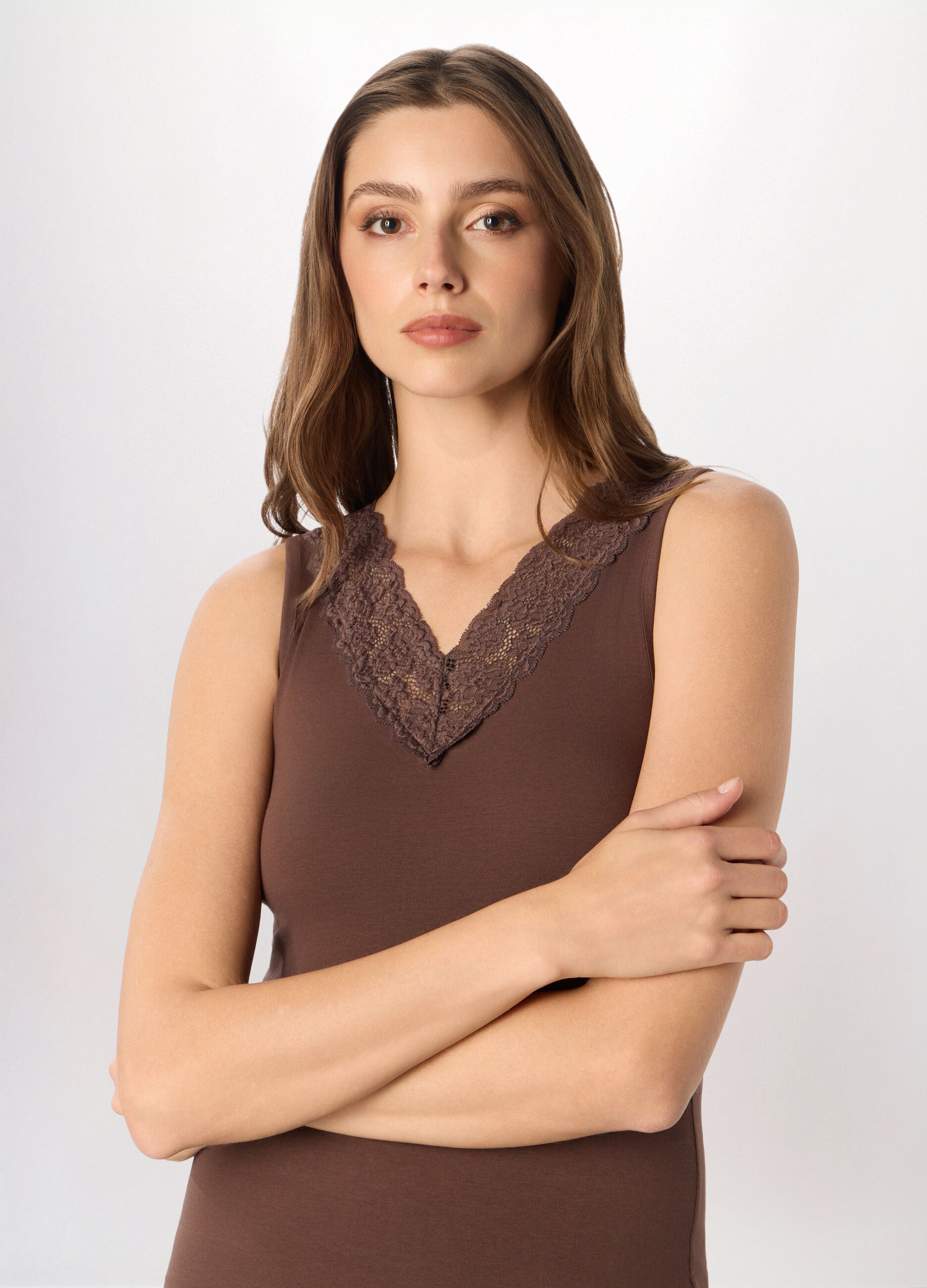 Canotta in jersey di cotone stretch donna_2