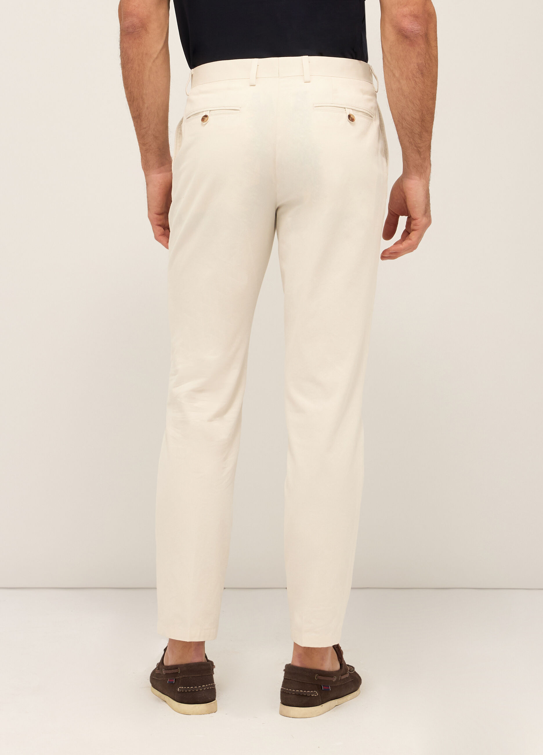 Pantaloni chino slim fit in cotone e lino uomo_1