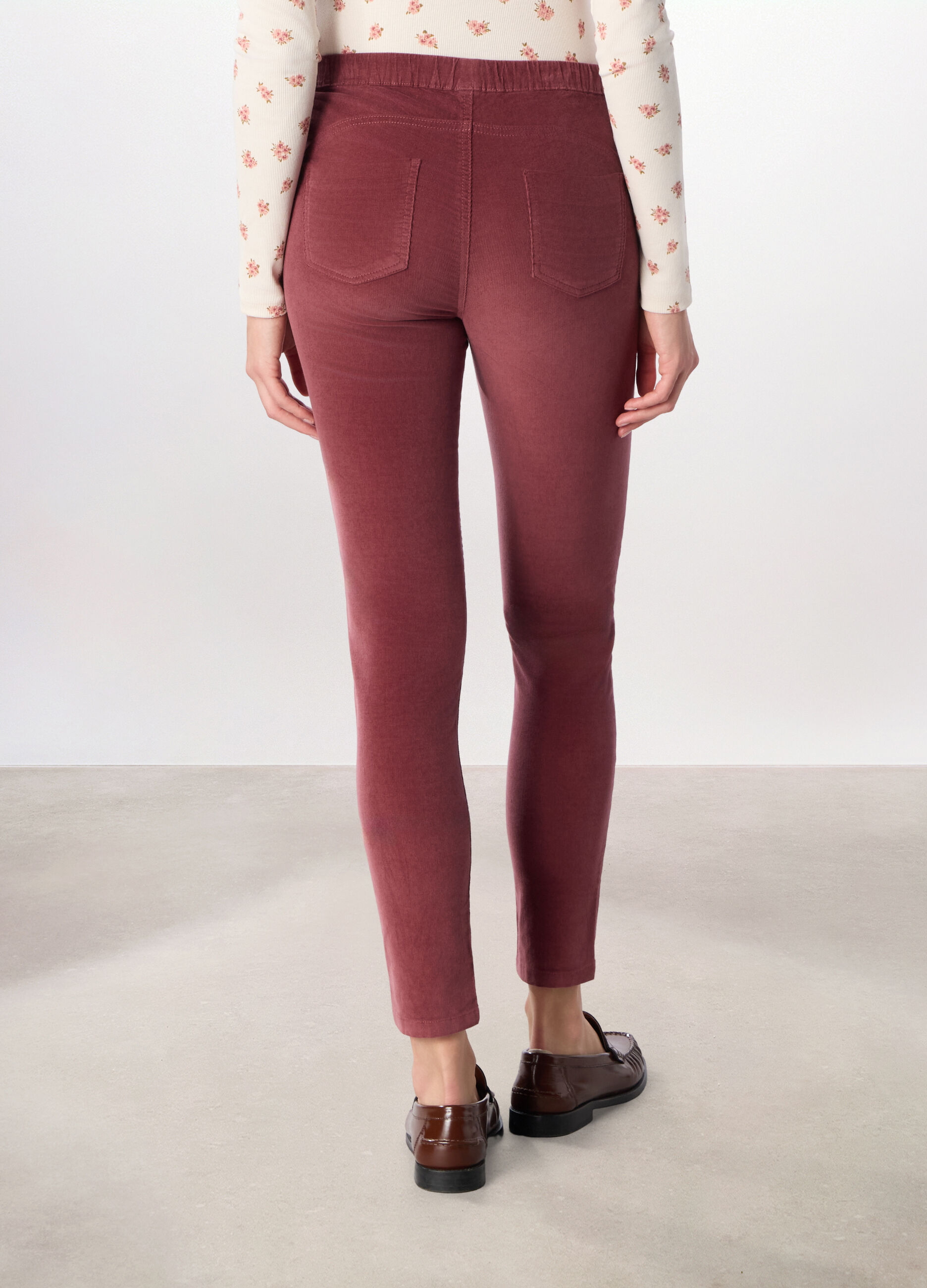 Treggings in velluto a coste di cotone stretch donna_1