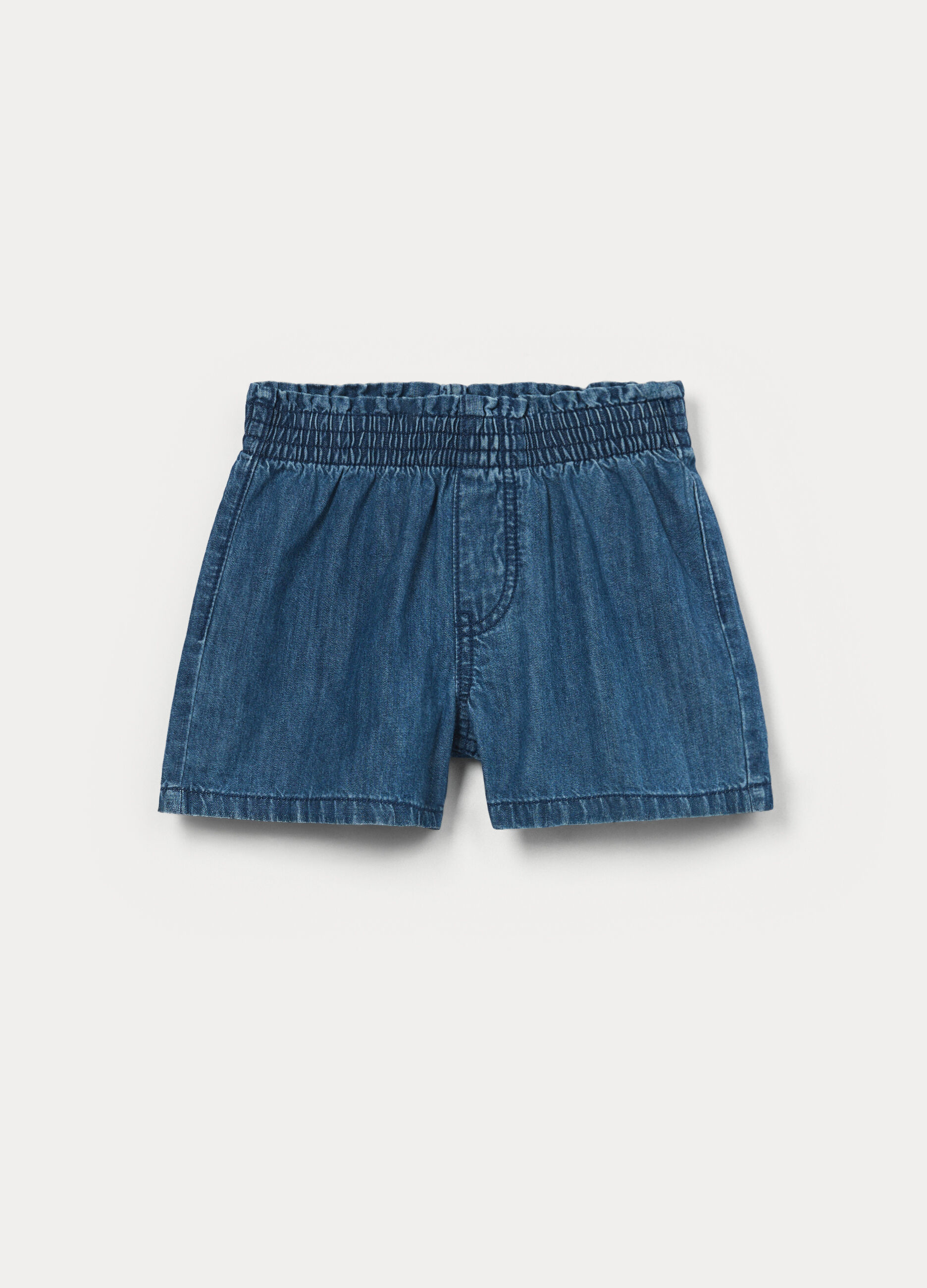 Shorts in denim di puro cotone bambina_0