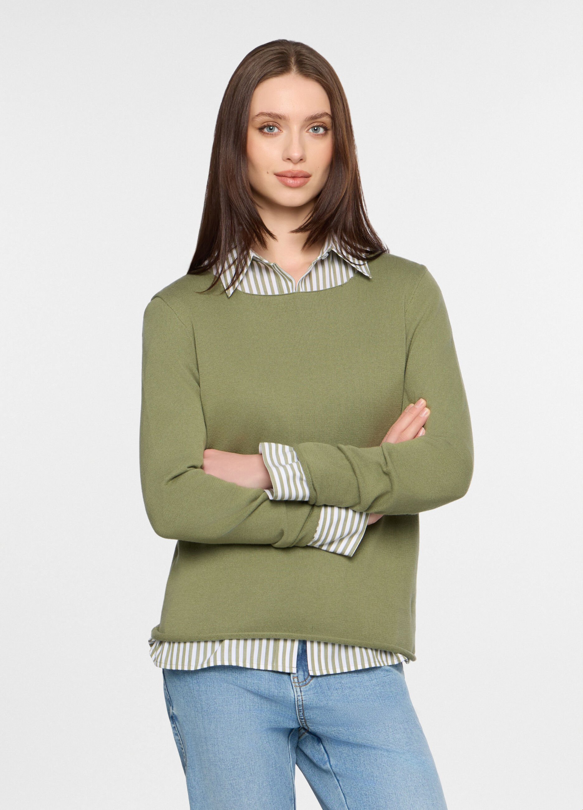 Maglia girocollo rasata donna_0