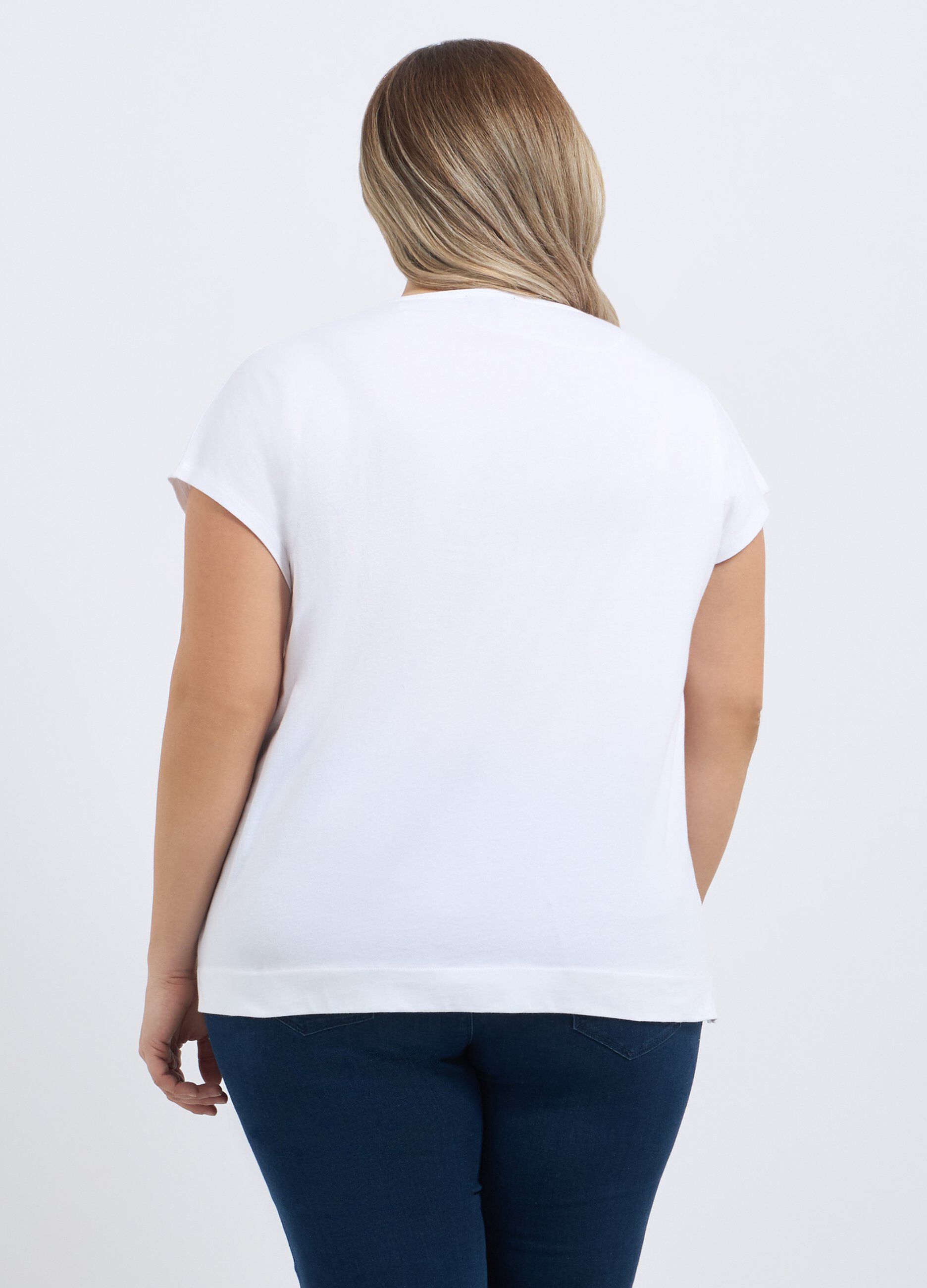 T-shirt in puro cotone a maniche corte donna curvy_1