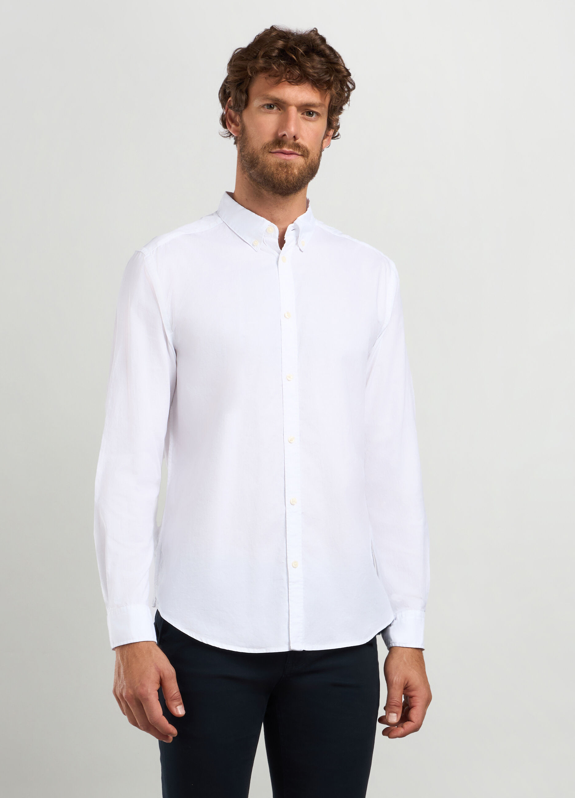 Camicia regular fit colletto button down in puro cotone uomo_0