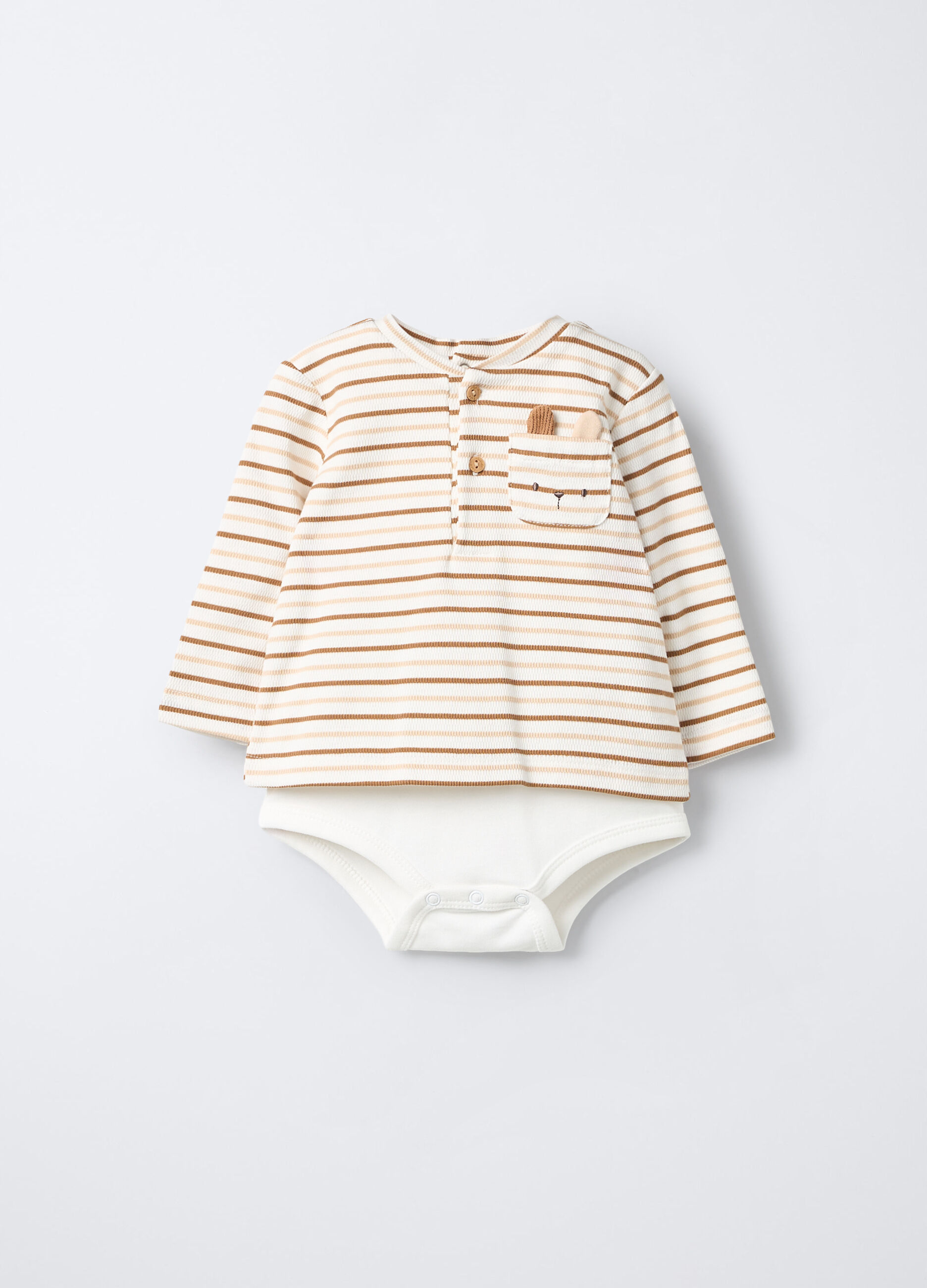 Body in puro cotone con t-shirt neonato_0