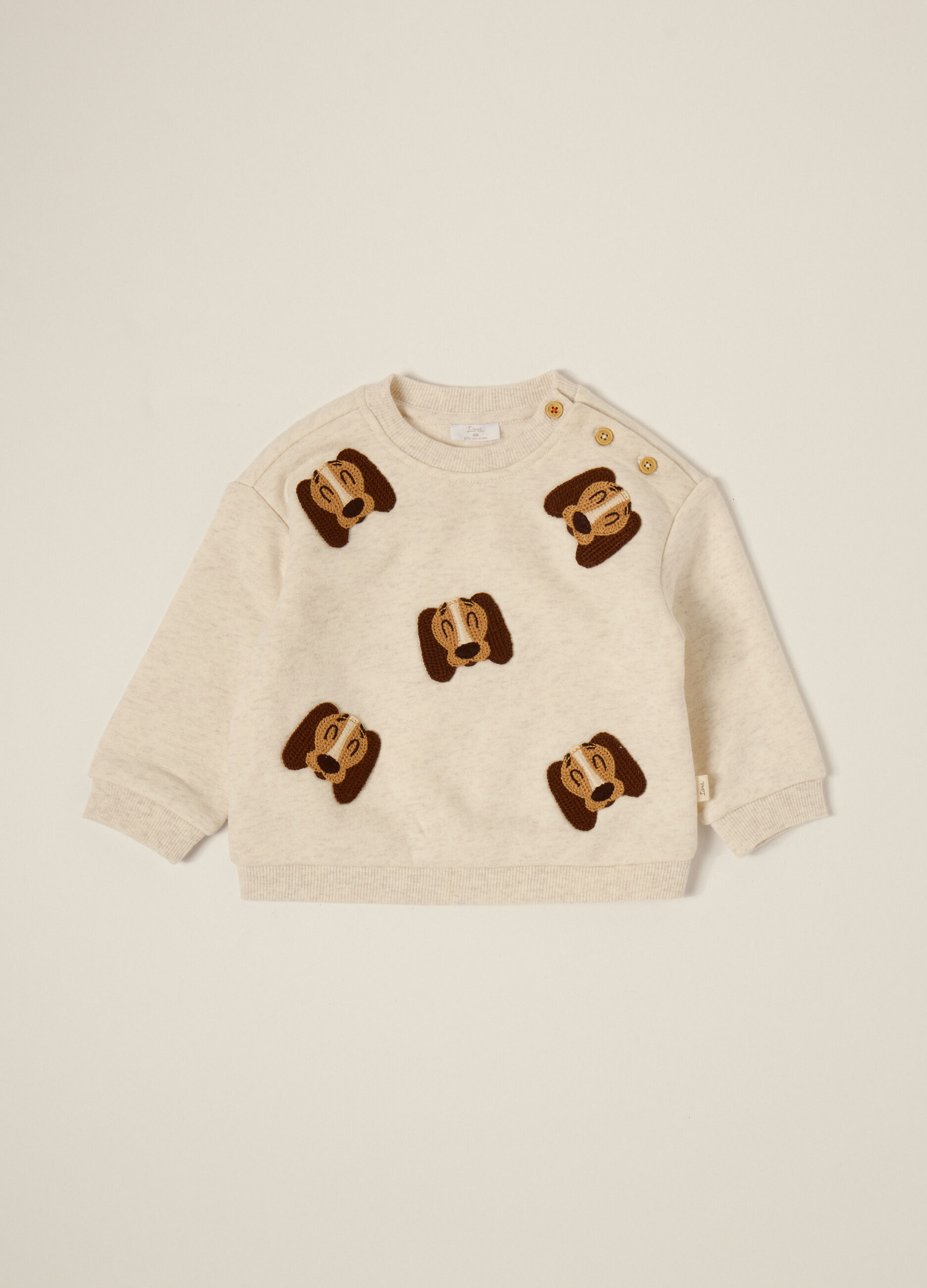 Maglia beige con applicazioni di cagnolini_0