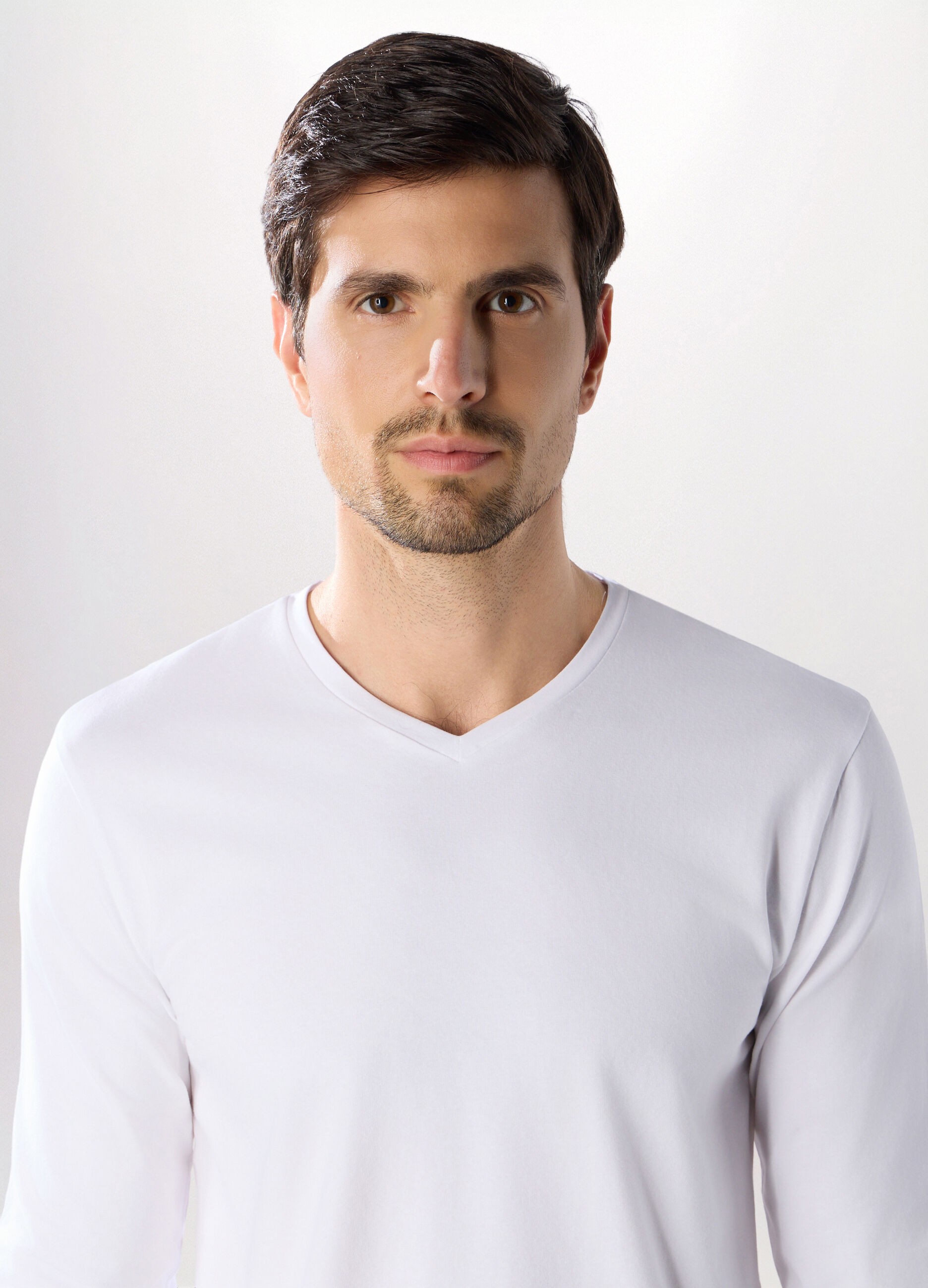 T-shirt sportiva collo a V maniche lunghe uomo_2