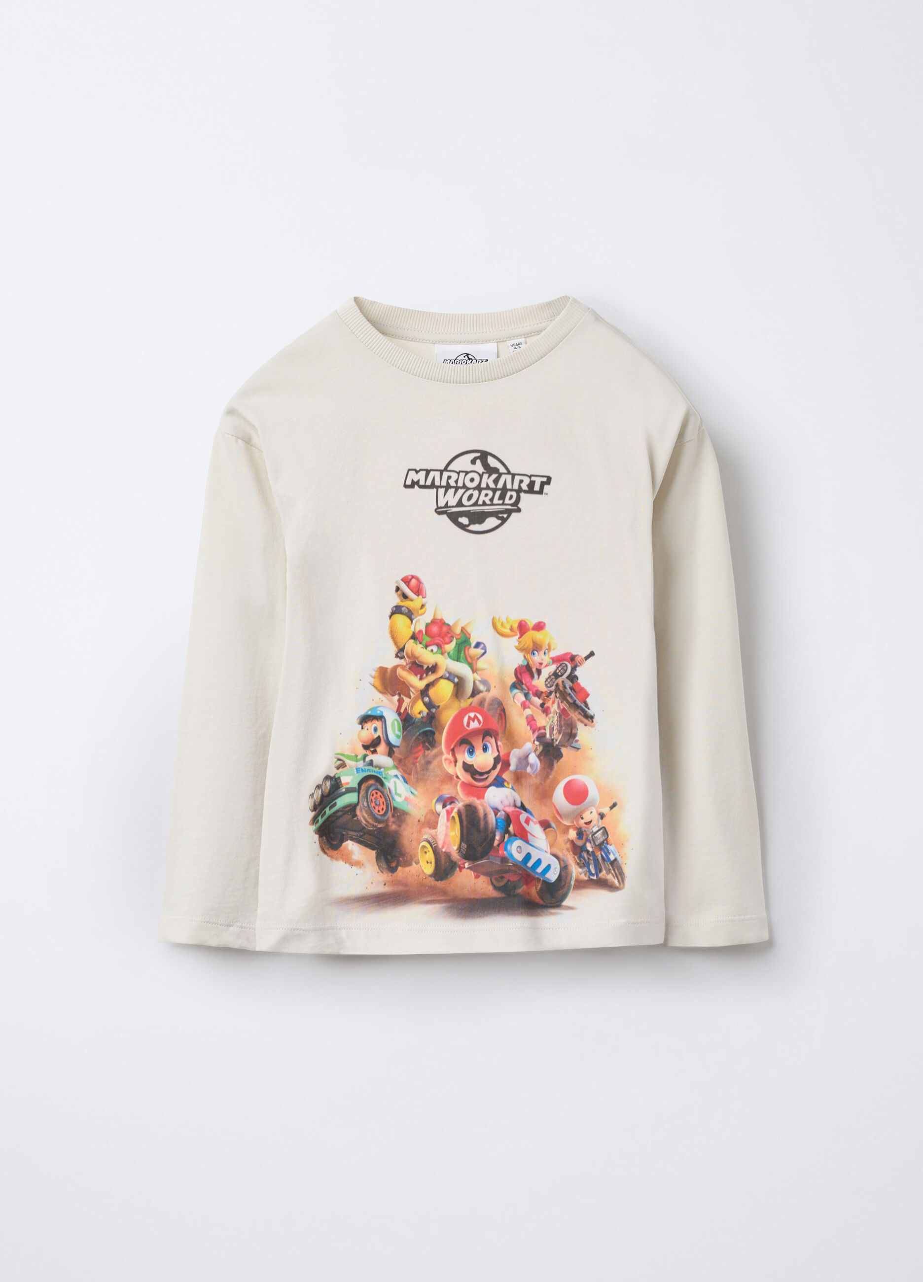 T-shirt girocollo Mario Kart World in jersey di puro cotone bambino_0