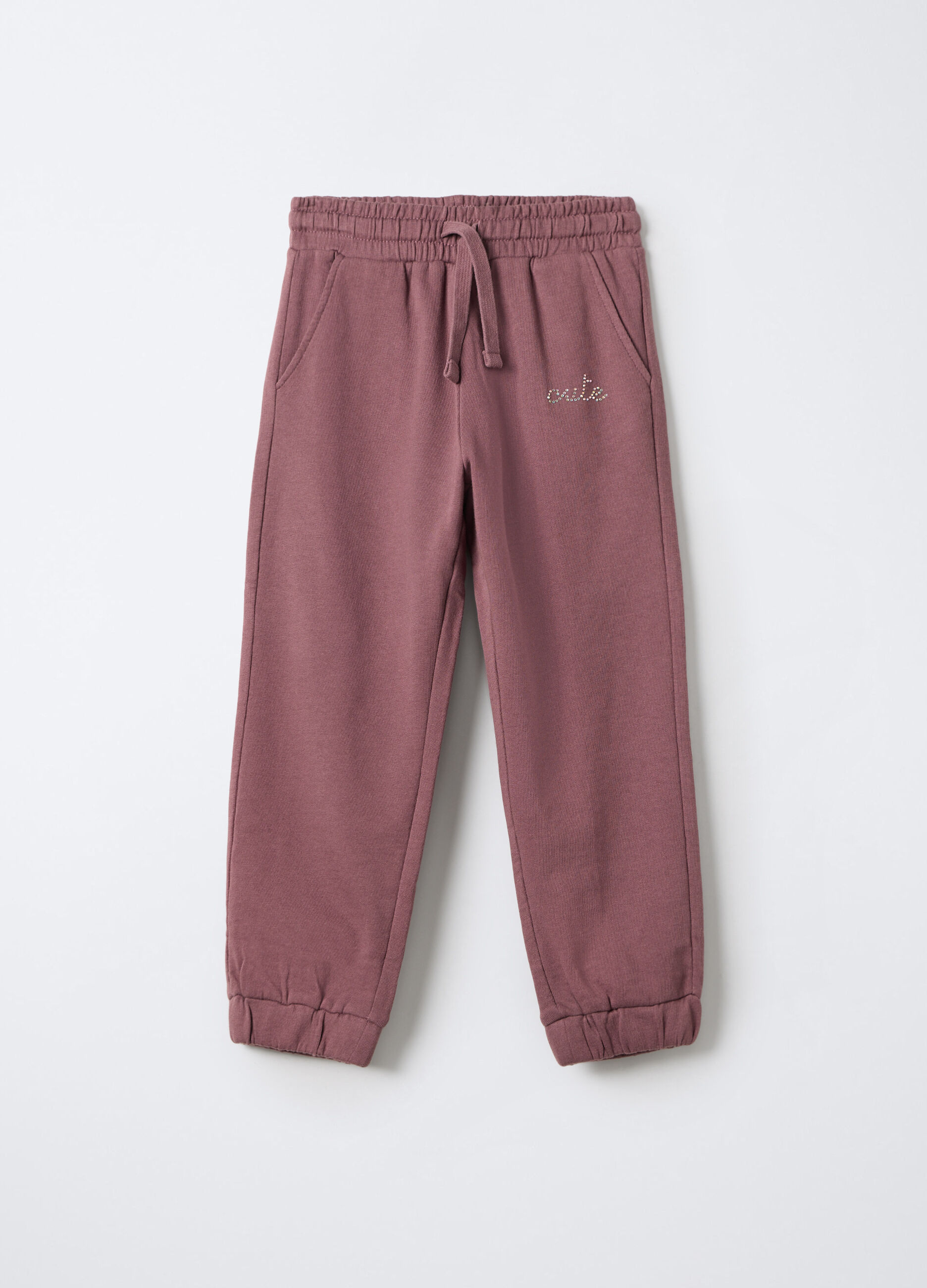 Jogger in puro cotone garzato bambina_0