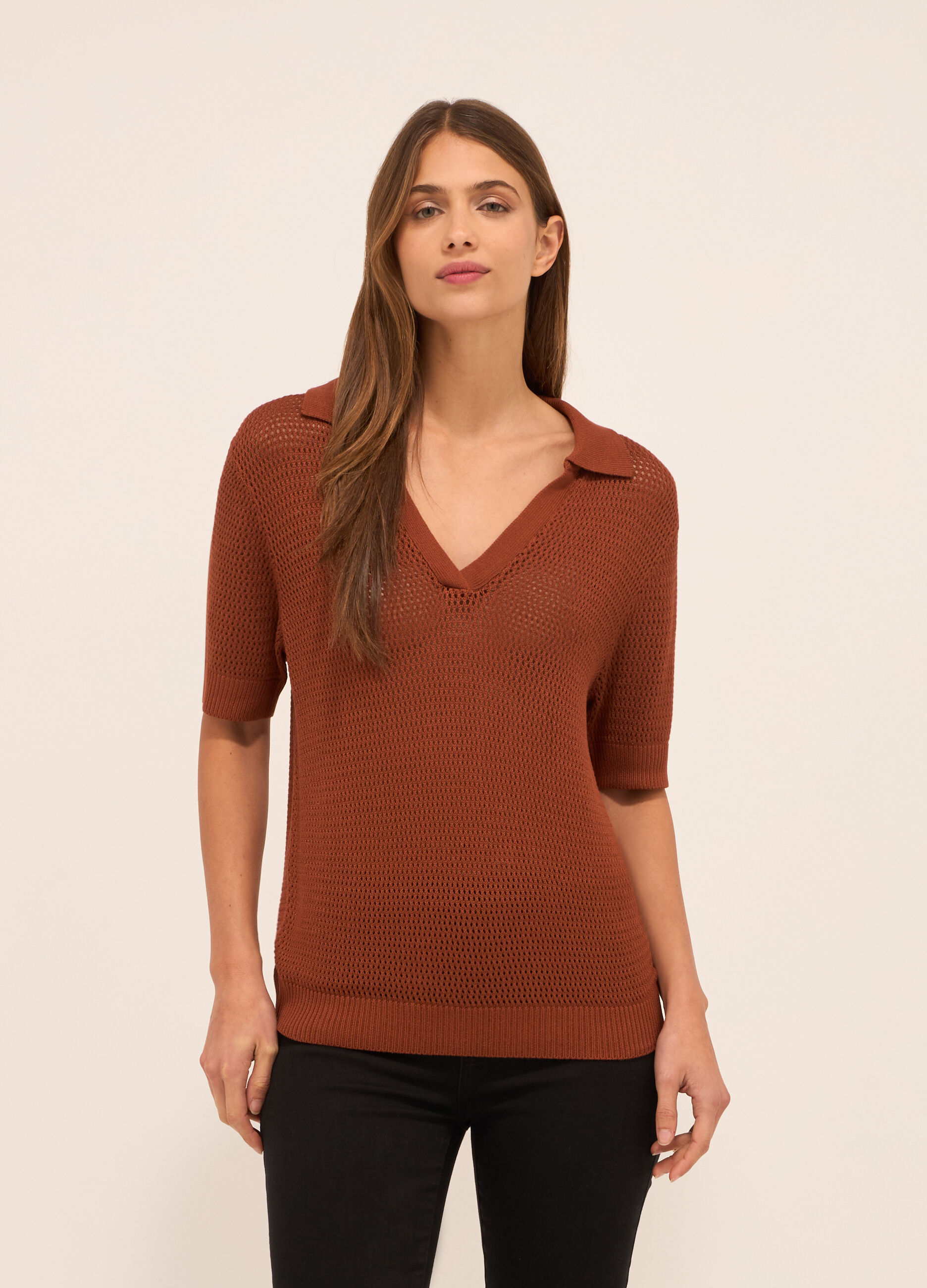Polo in tricot traforata donna_0