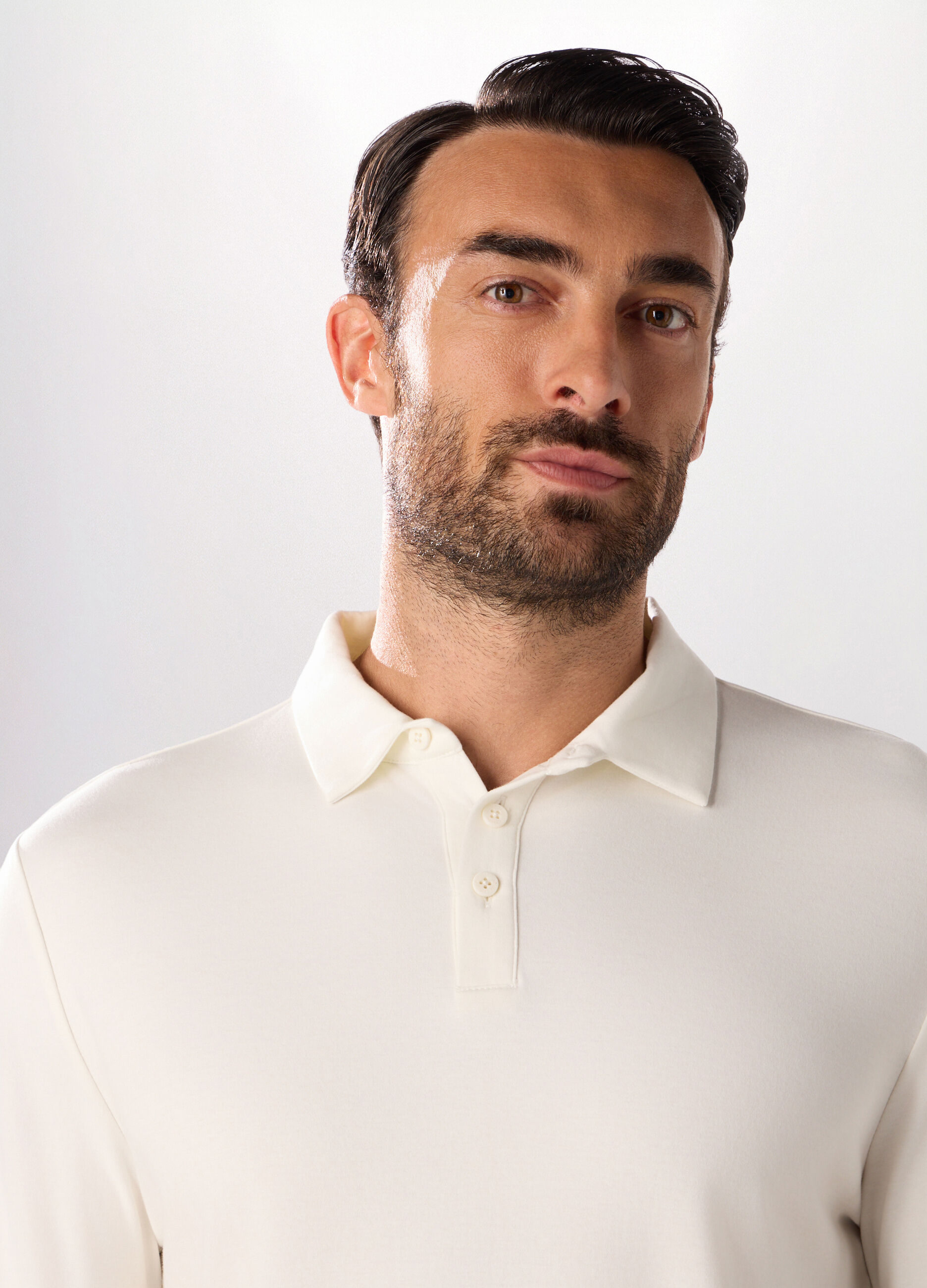 Polo a maniche lunghe in puro cotone uomo_3