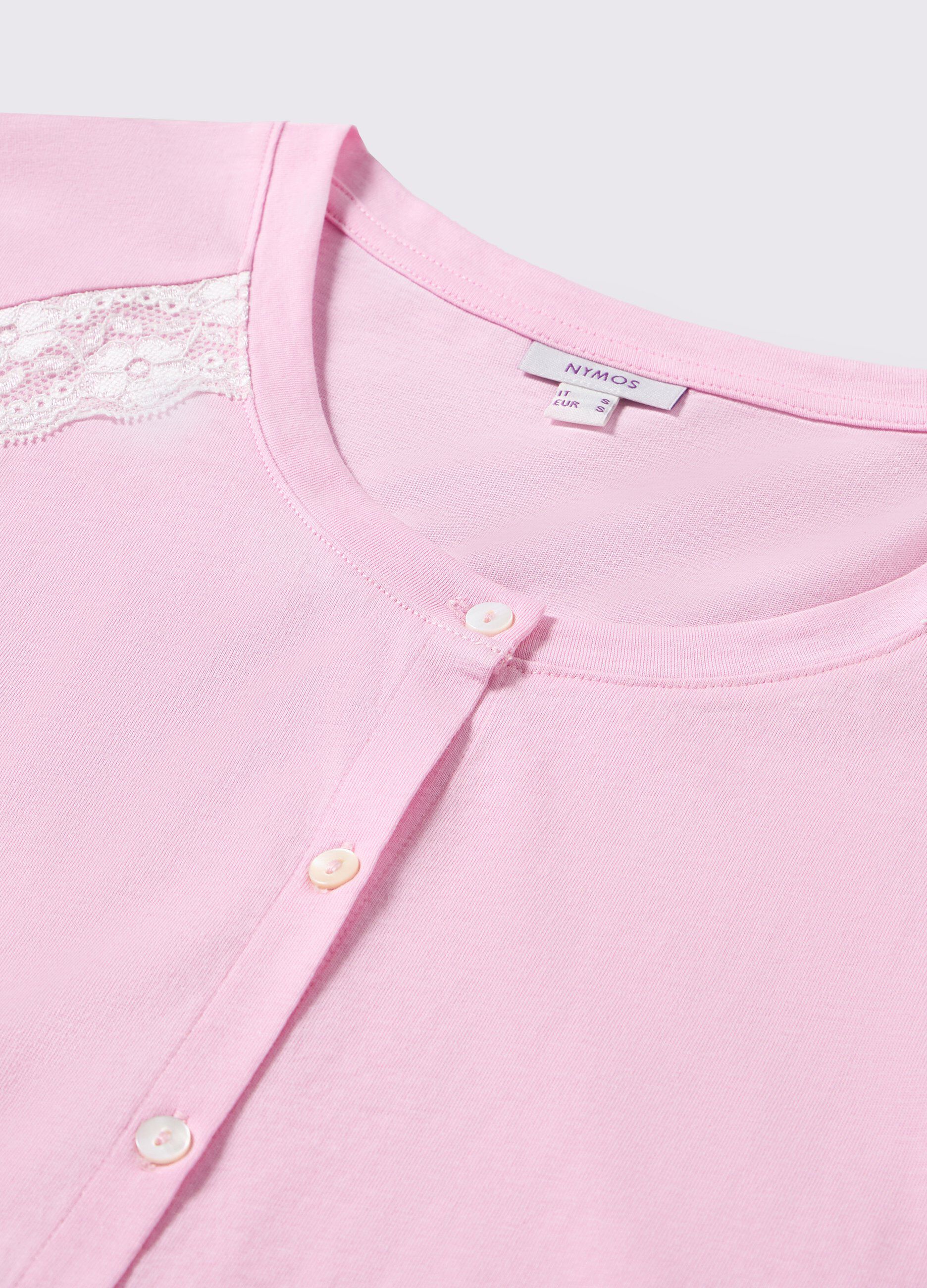 Camicia da notte in puro cotone e pizzo donna