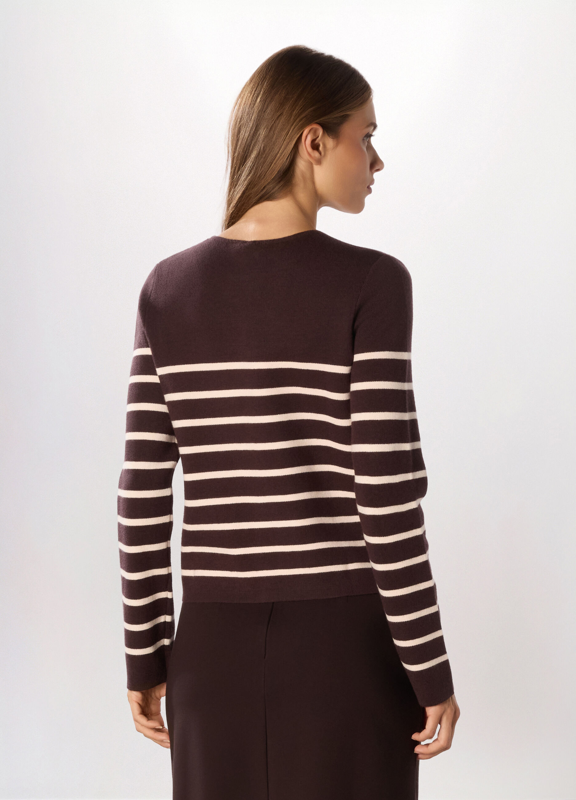 Cardigan a righe misto viscosa donna_1