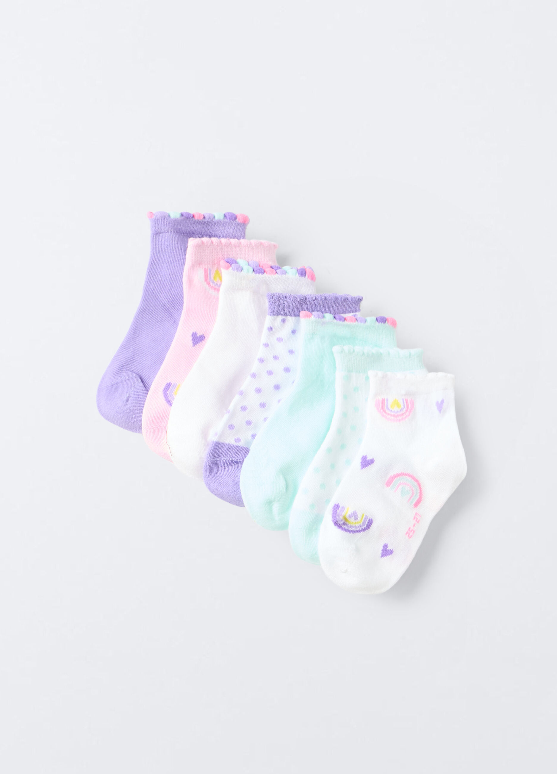 Pack 7 calze corte misto cotone stretch bambina_0