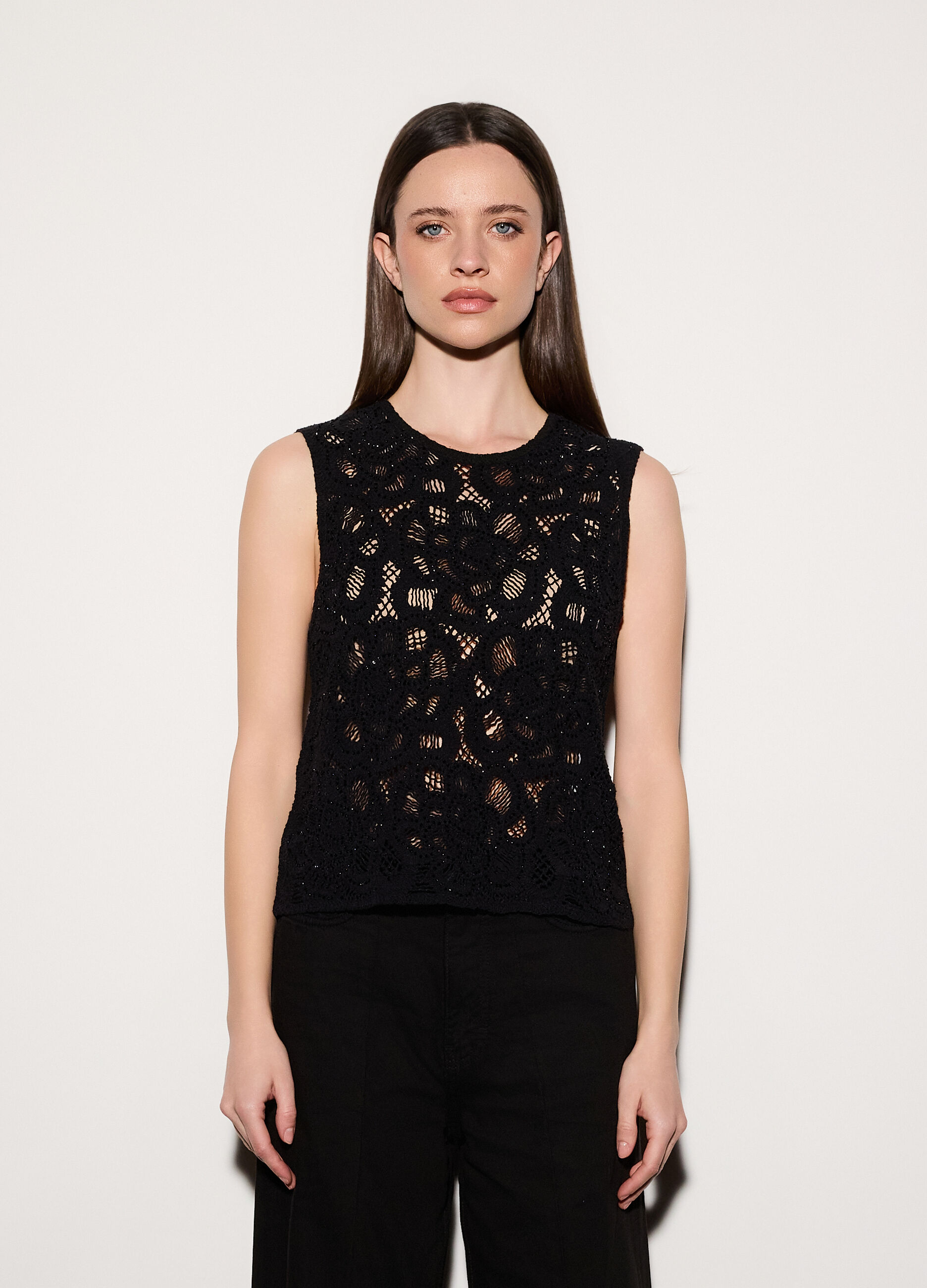 Canotta girocollo fitted stretch donna_1