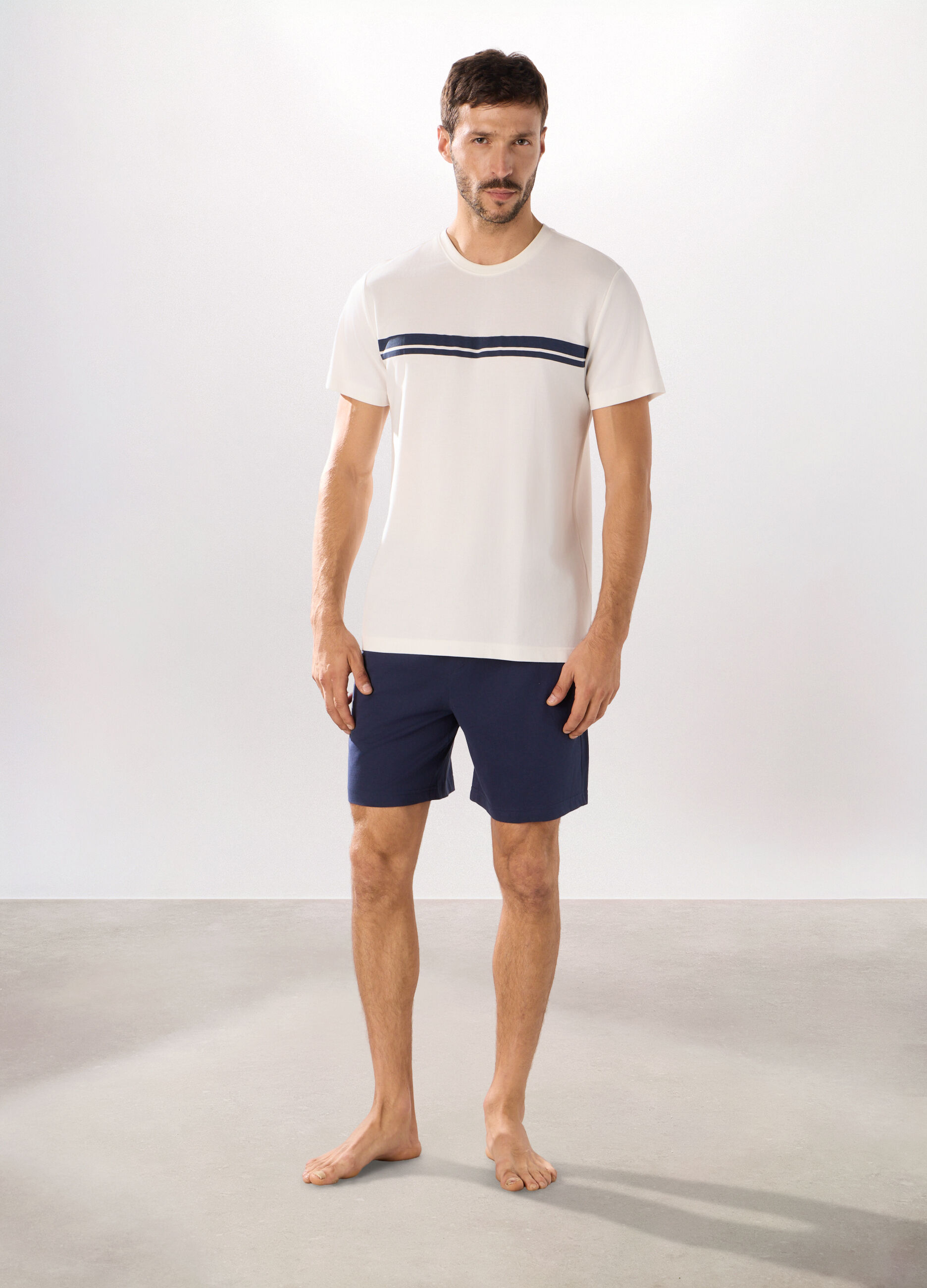 Pigiama corto in piquet di cotone uomo_0