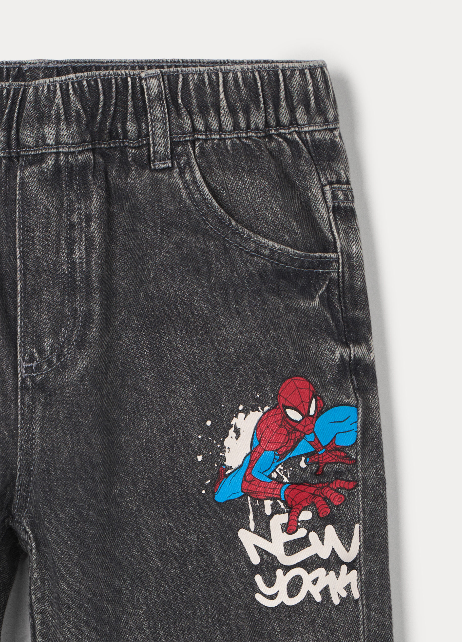 Pantaloni Spider Man in denim di puro cotone bambino_2
