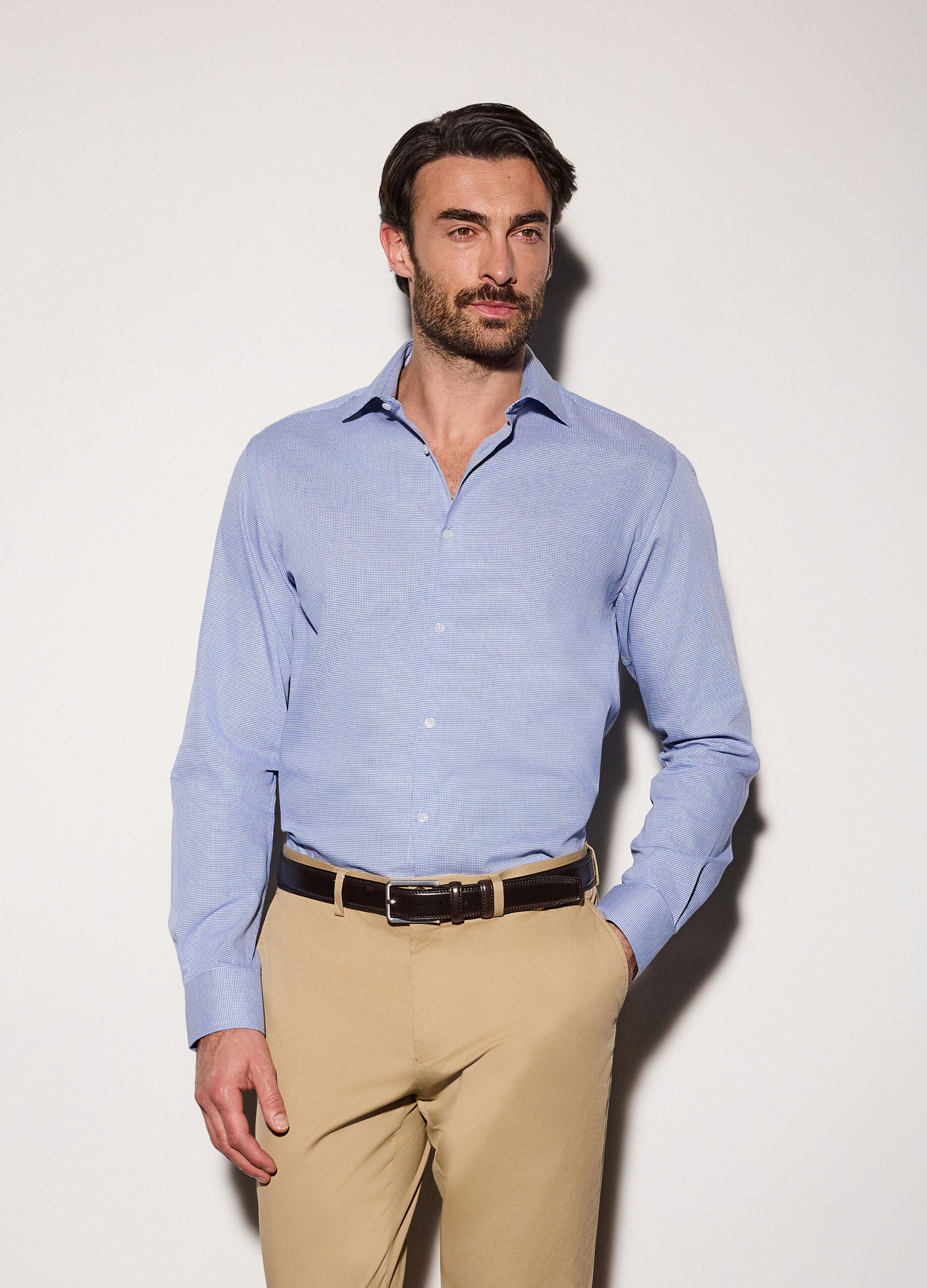 Camicia regular fit in misto cotone uomo_0