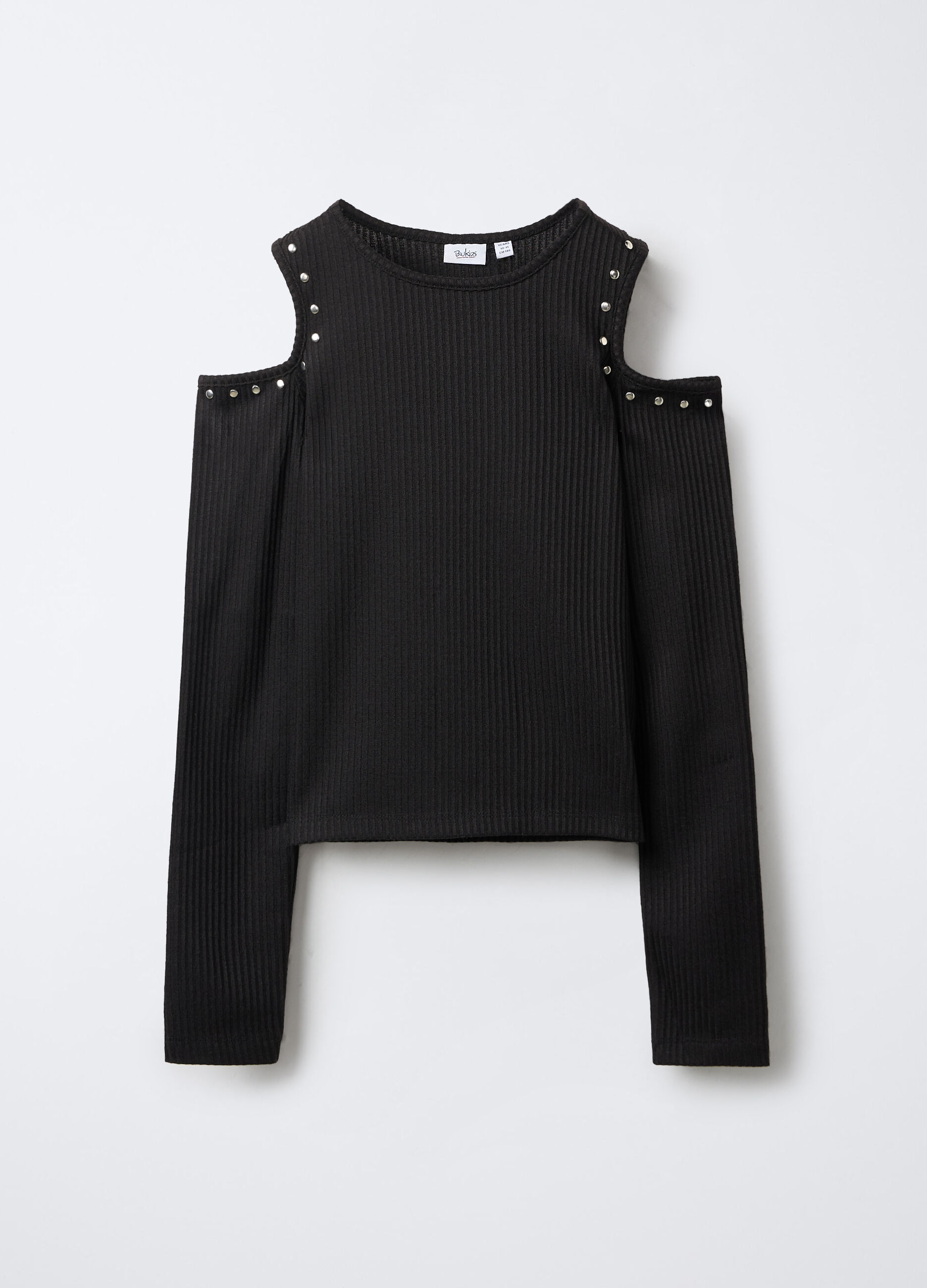 T-shirt in costina misto viscosa stretch ragazza_0